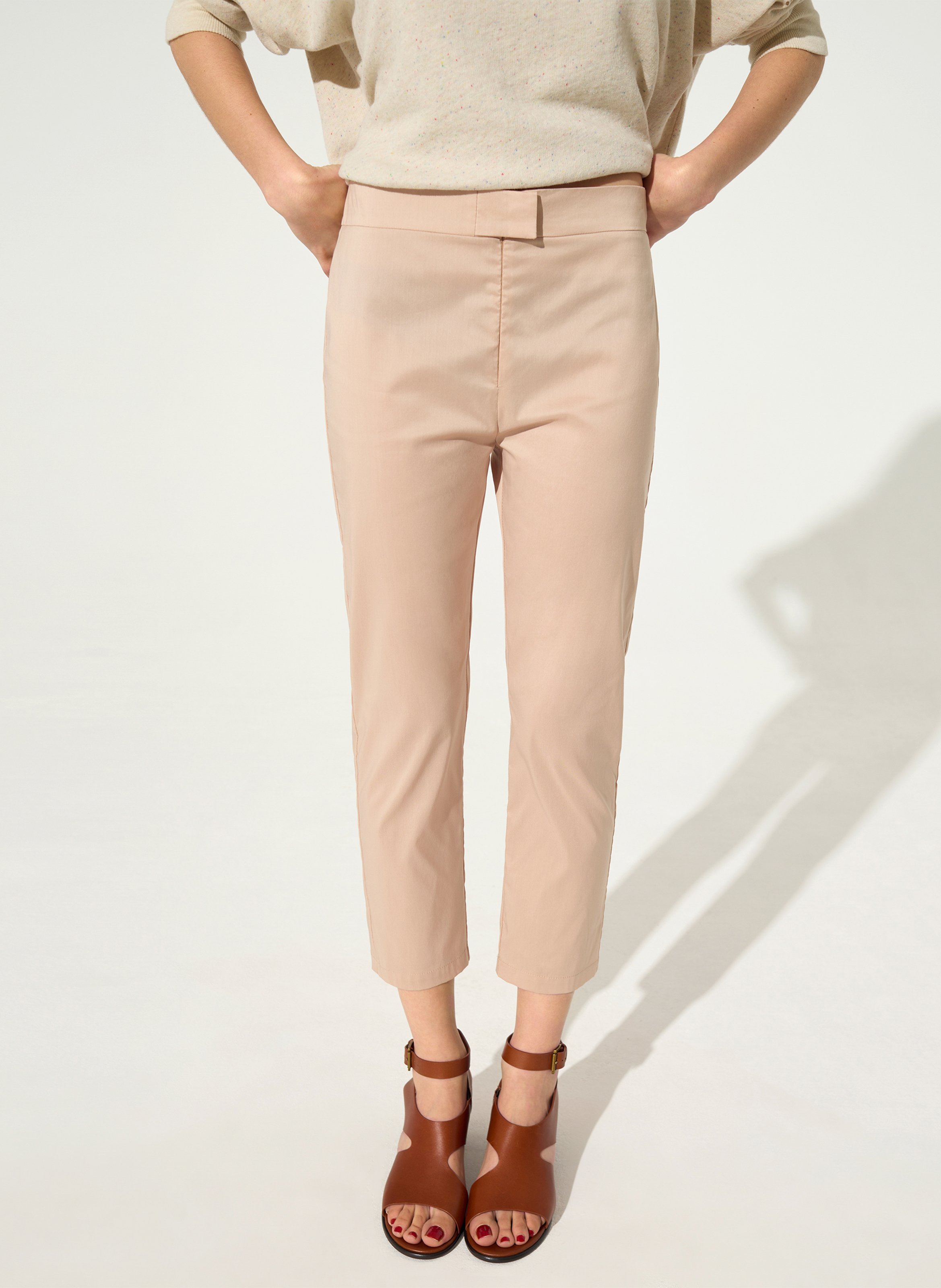 Pantacourt en coton mélangé COTELAC Rose