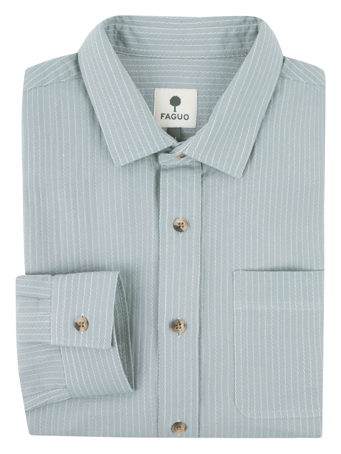 Chemise droite col classique en coton rayé FAGUO Gris