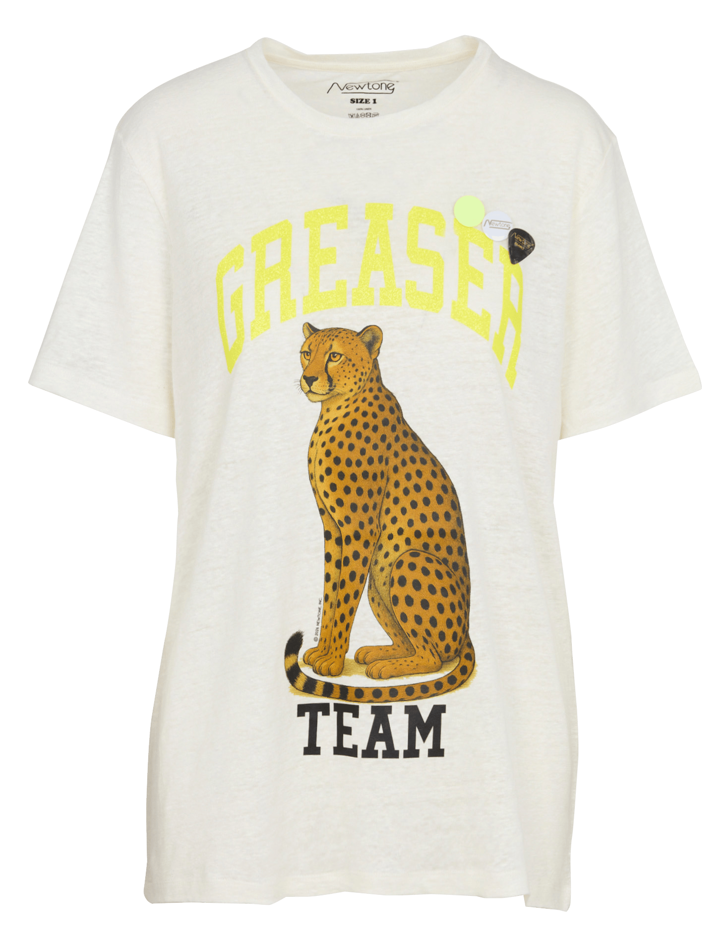 T-shirt taglio dritto scollo tondo serigrafata in lino NEWTONE Beige