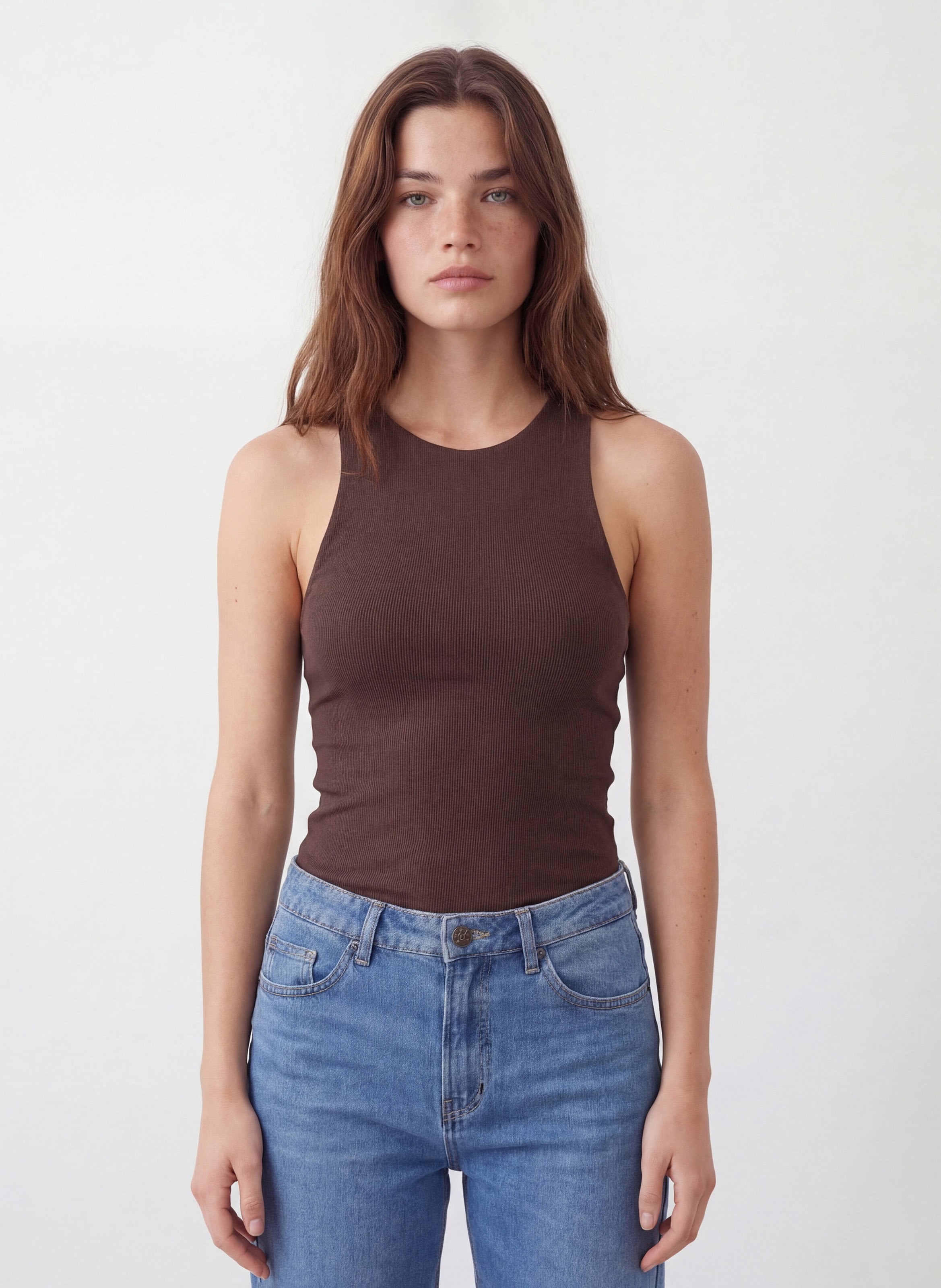 Débardeur ajusté en coton mélangé KOOKAI Marron