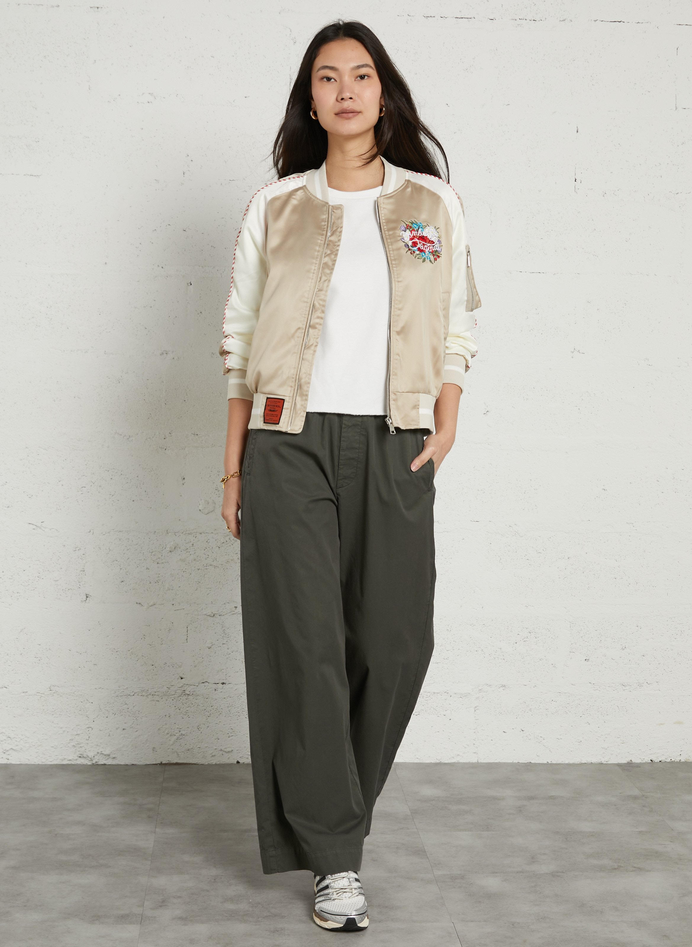 Straight jacket with embroidered teddy collar BOMBERS ORIGINAL Beige