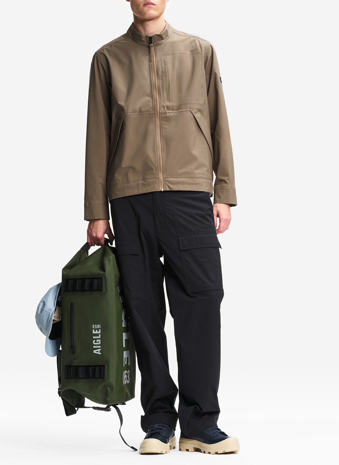 Solid zip-up straight jacket AIGLE Brown