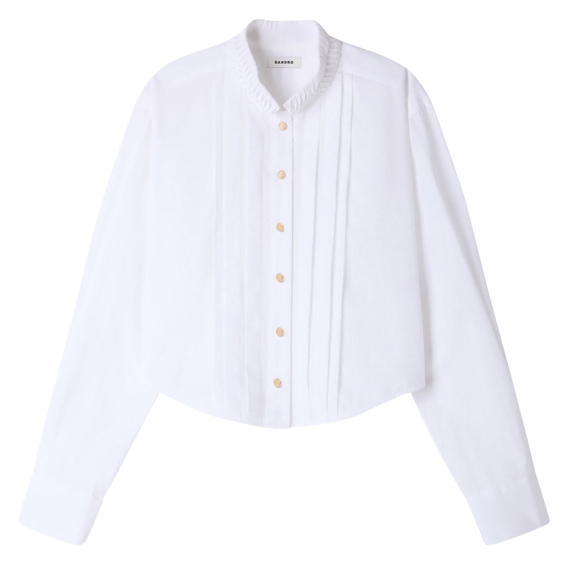 Regular-fit polka dot shirt with Victorian collar SANDRO White