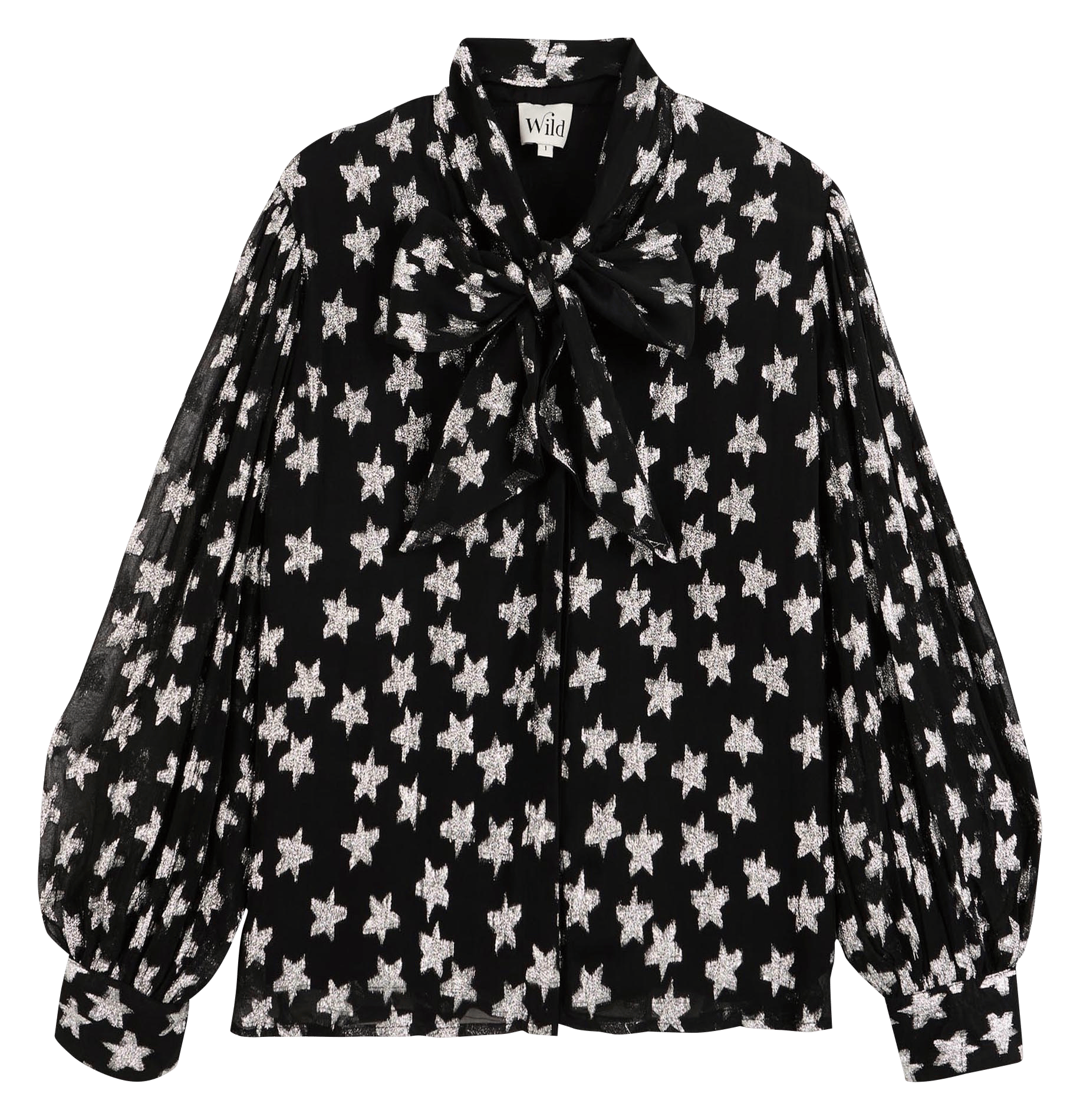 Chemise col lavallière WILD Noir