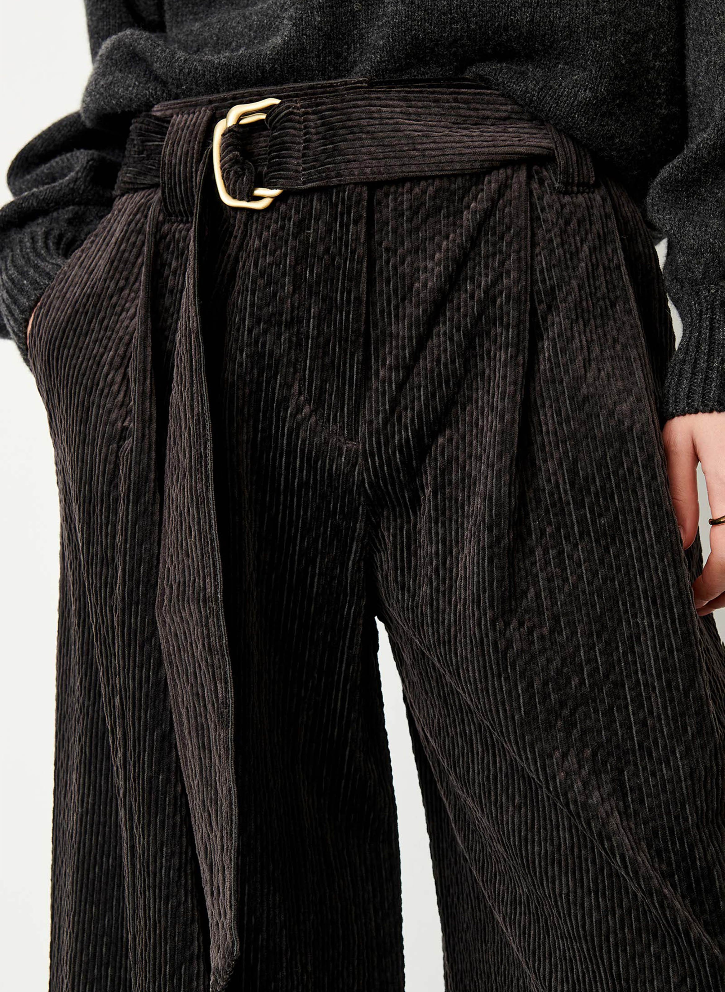 Wide-leg belted corduroy trousers SESSUN Grey