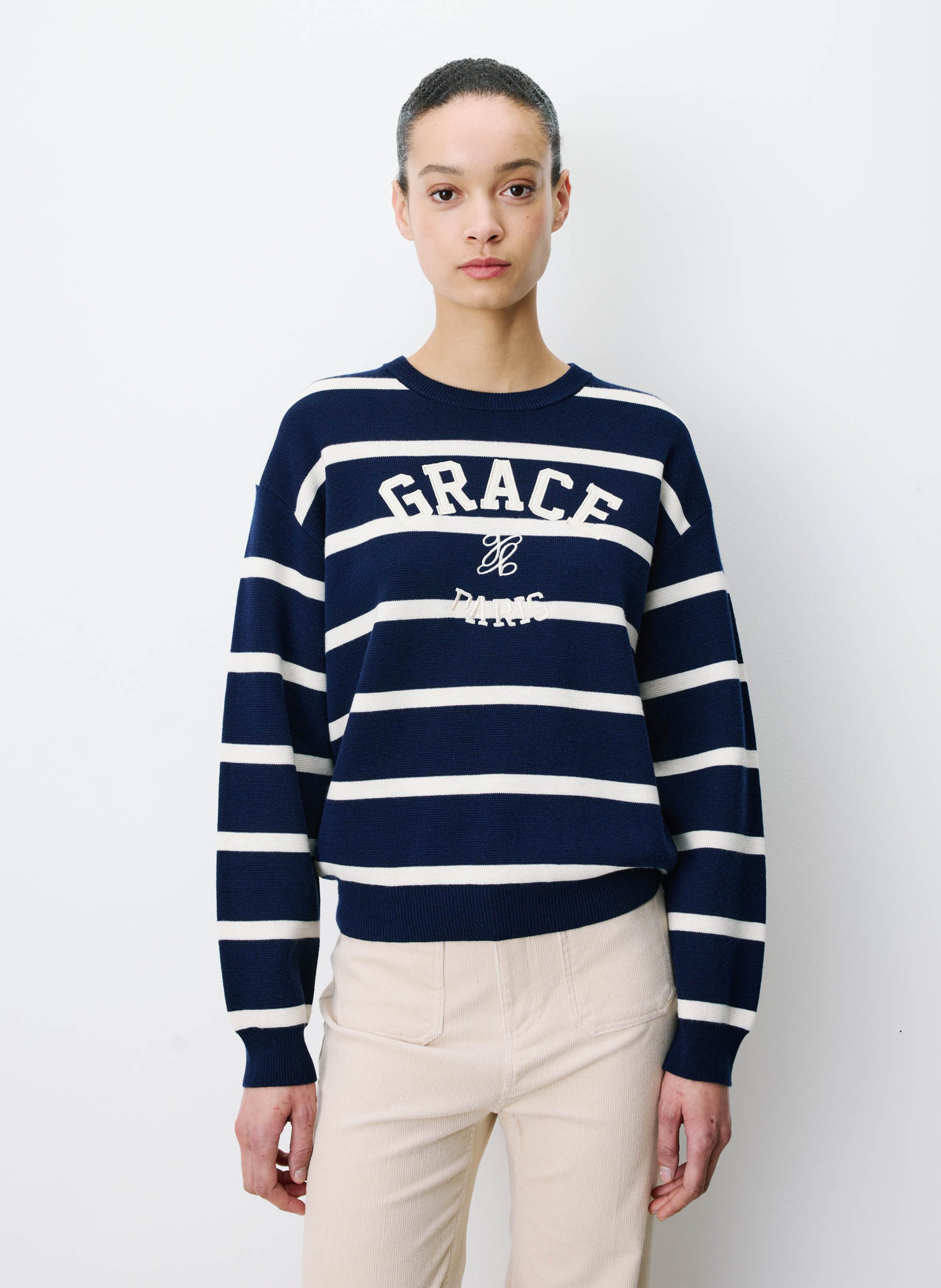 Pull ample col rond GRACE ET MILA Bleu