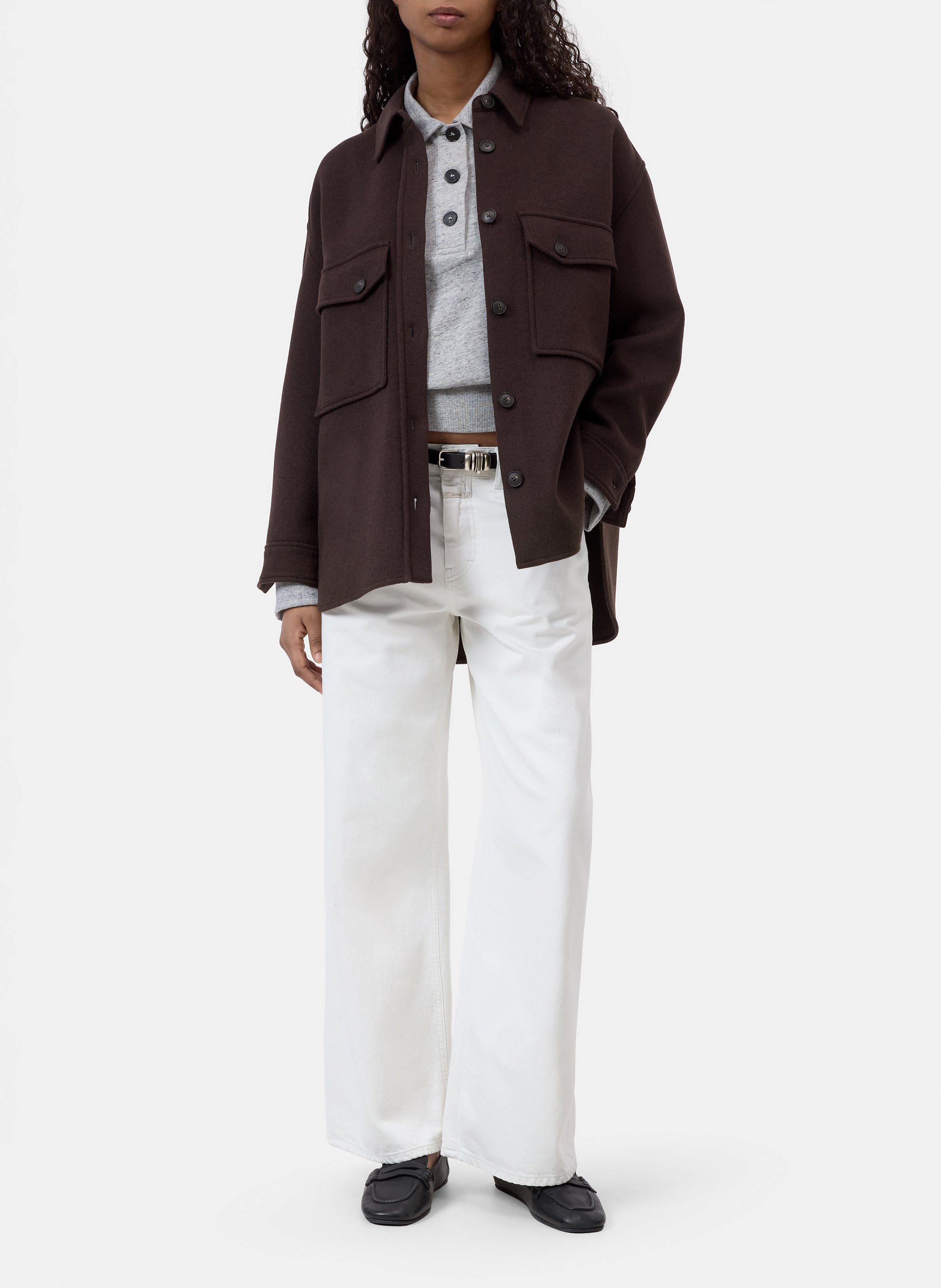 Oversized long wool blend jacket CLOSED Brown