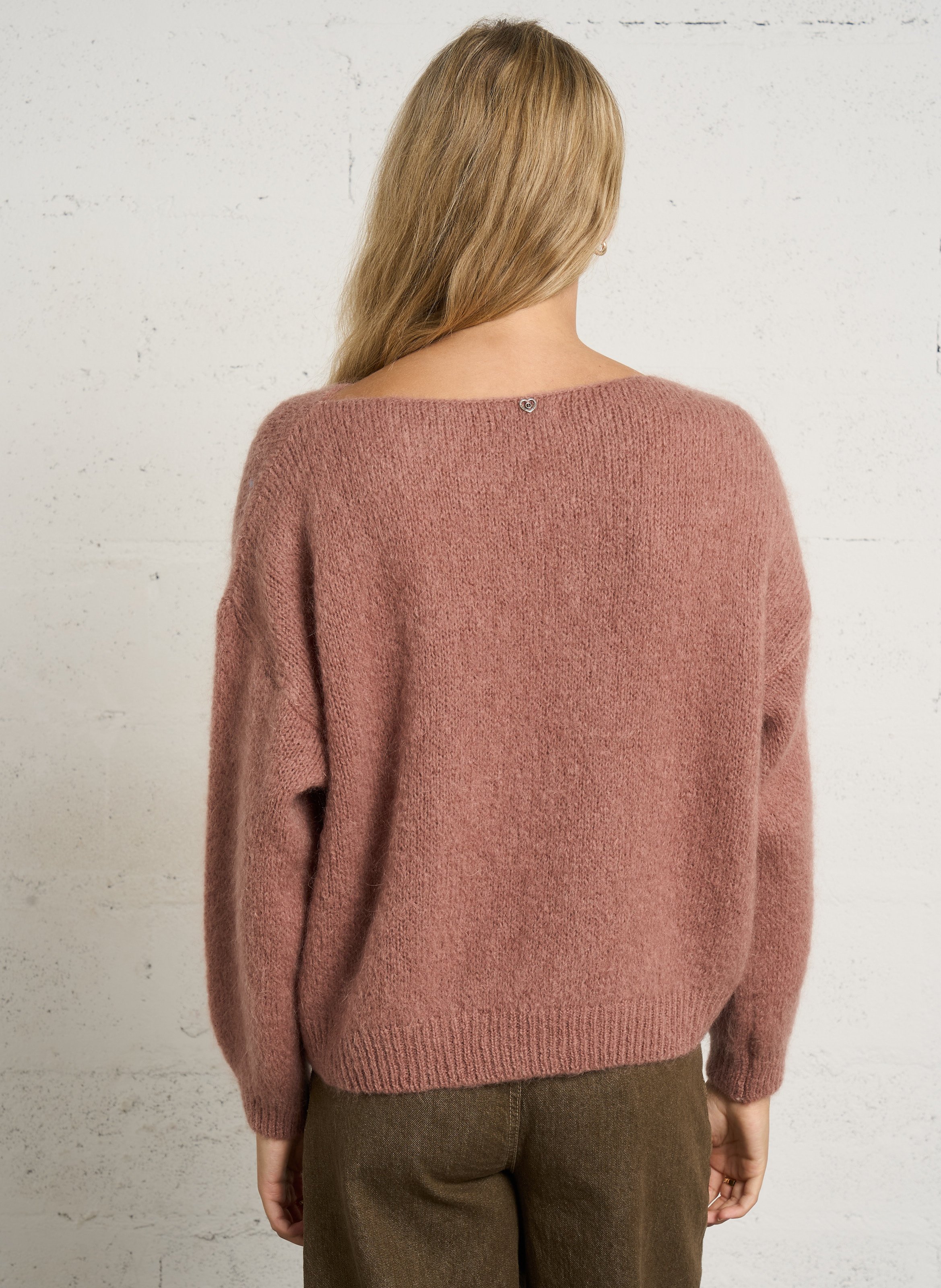 Trui met ronde hals | wolblend PLEASE Bruin