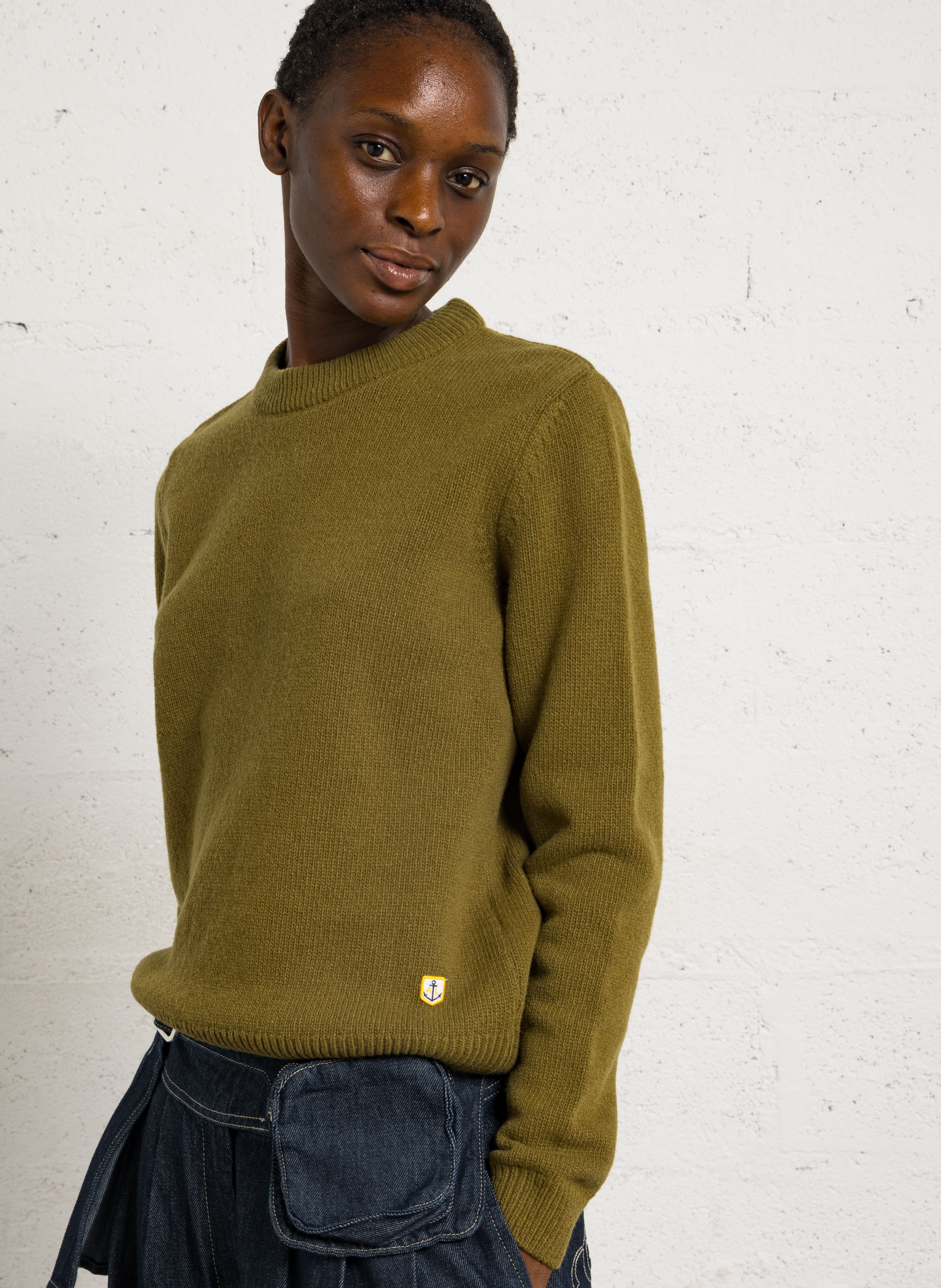 Straight round neck wool blend sweater ARMOR LUX Green