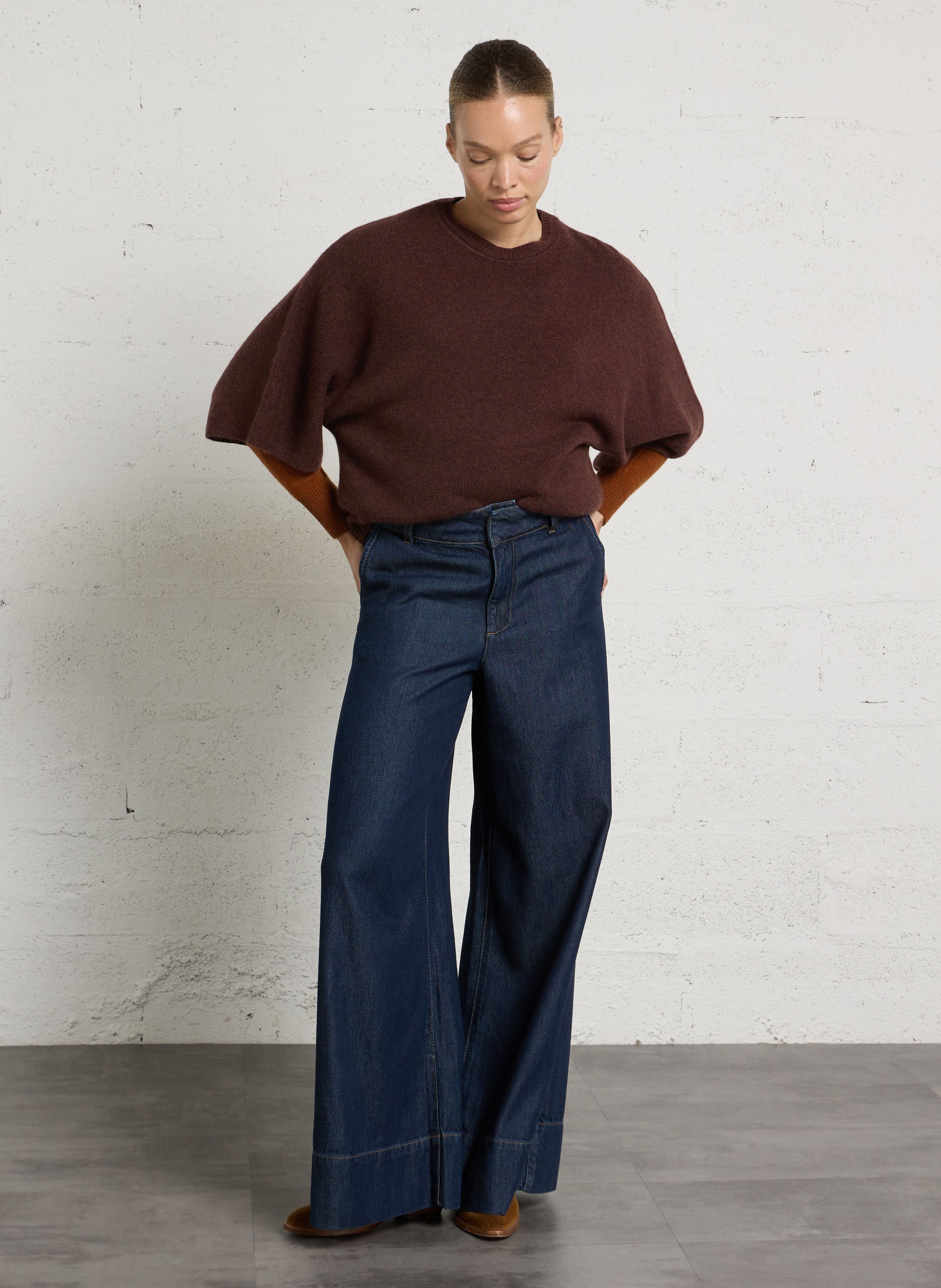 Pull col rond en cachemire MAISON 123 Violet