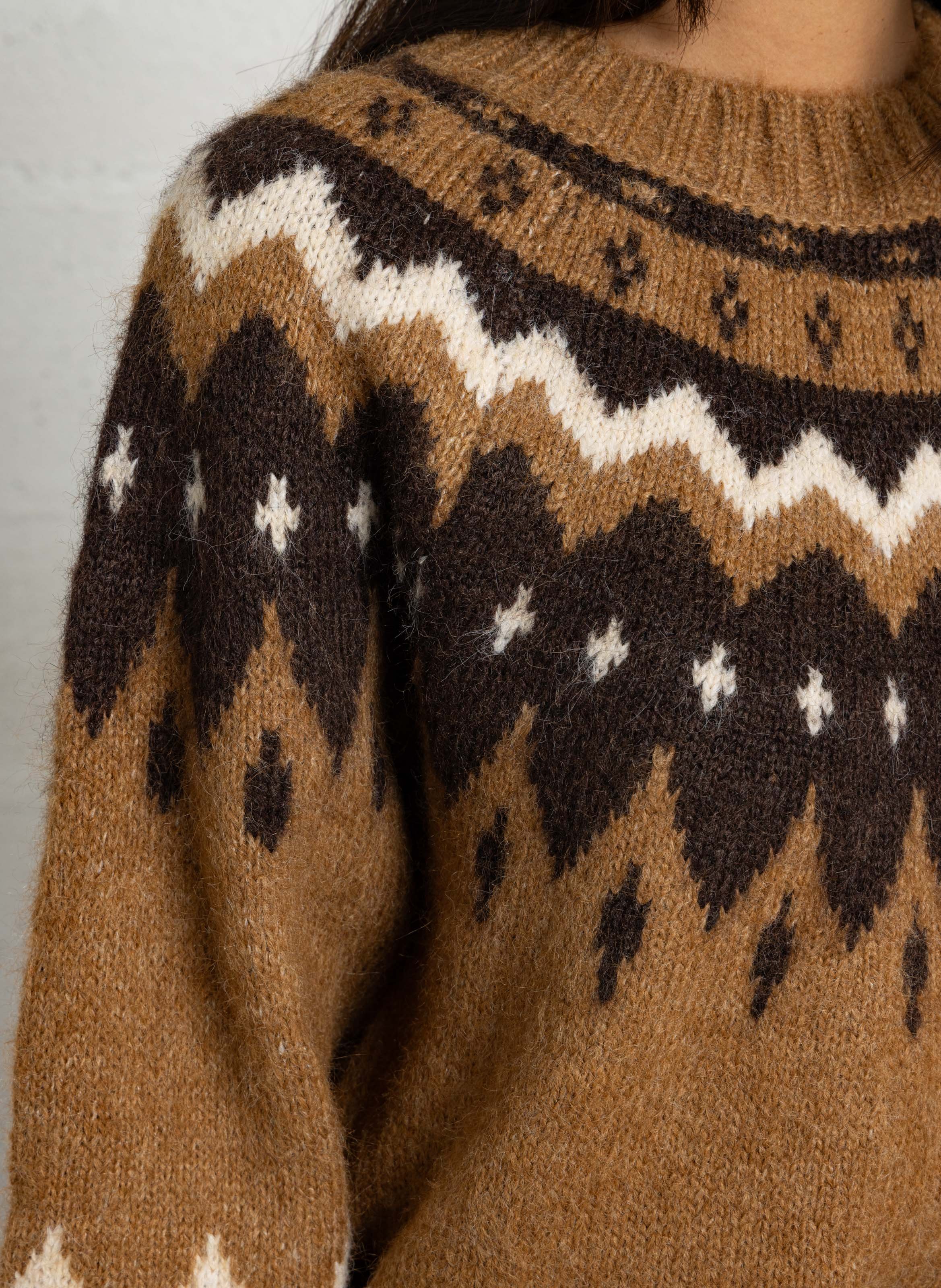 Pull ample col rond THE KORNER Marron