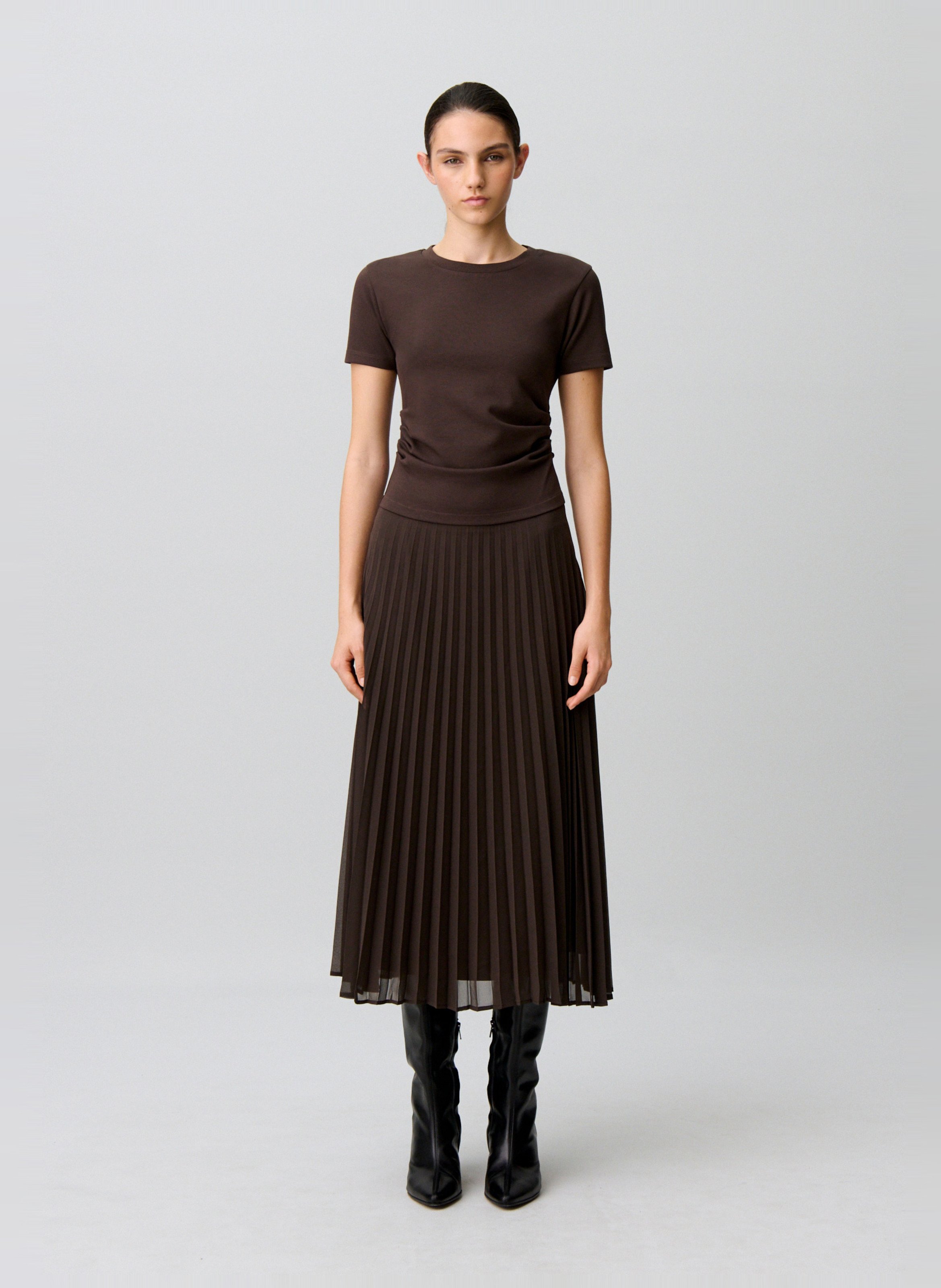 Robe longue col rond plissée CLAUDIE PIERLOT