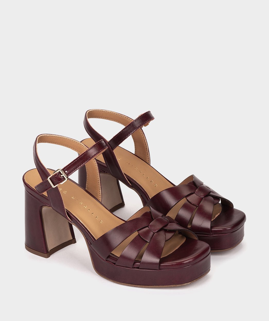 Burgundy leather high heel sandals. PEDRO MIRALLES Red