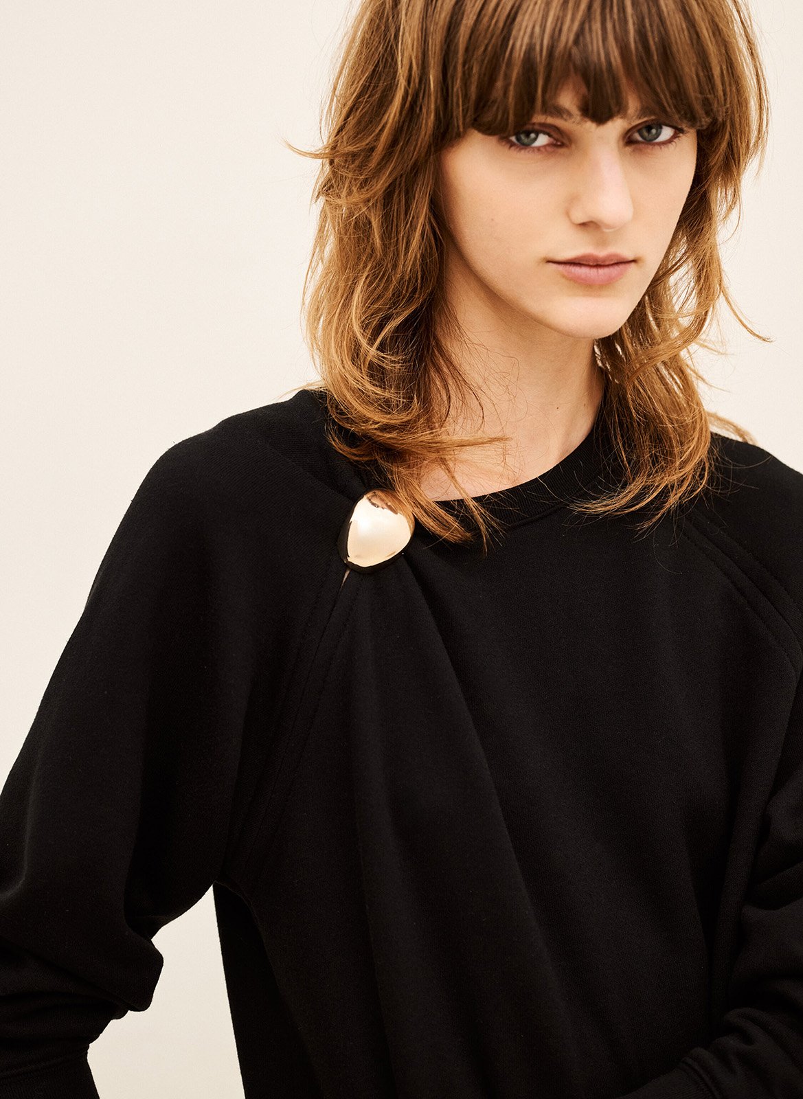 Rechte sweater | katoenblend | Zwart BA&SH Dames