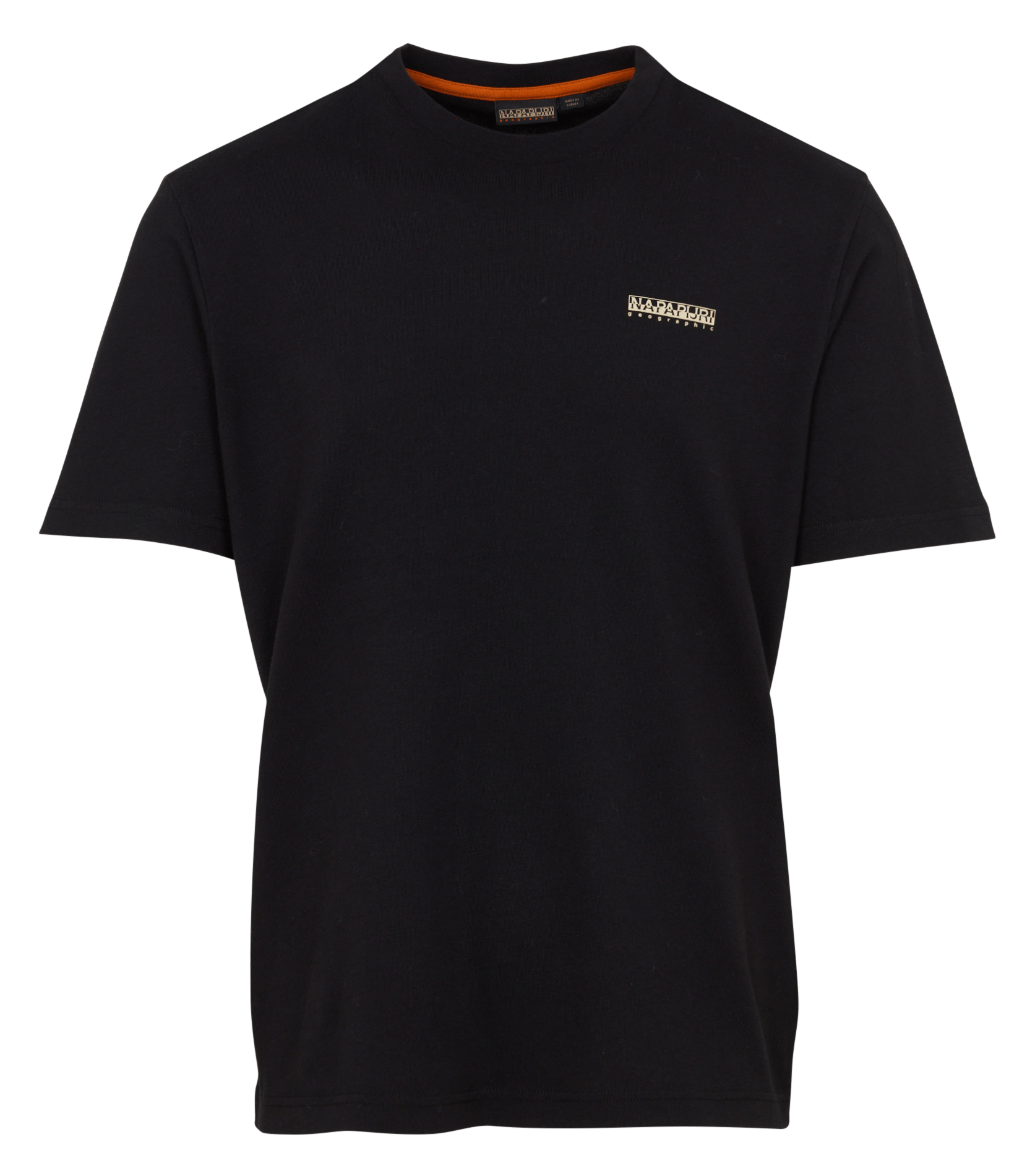 Recht, katoenen T-shirt met ronde hals en zeefdruk NAPAPIJRI Zwart