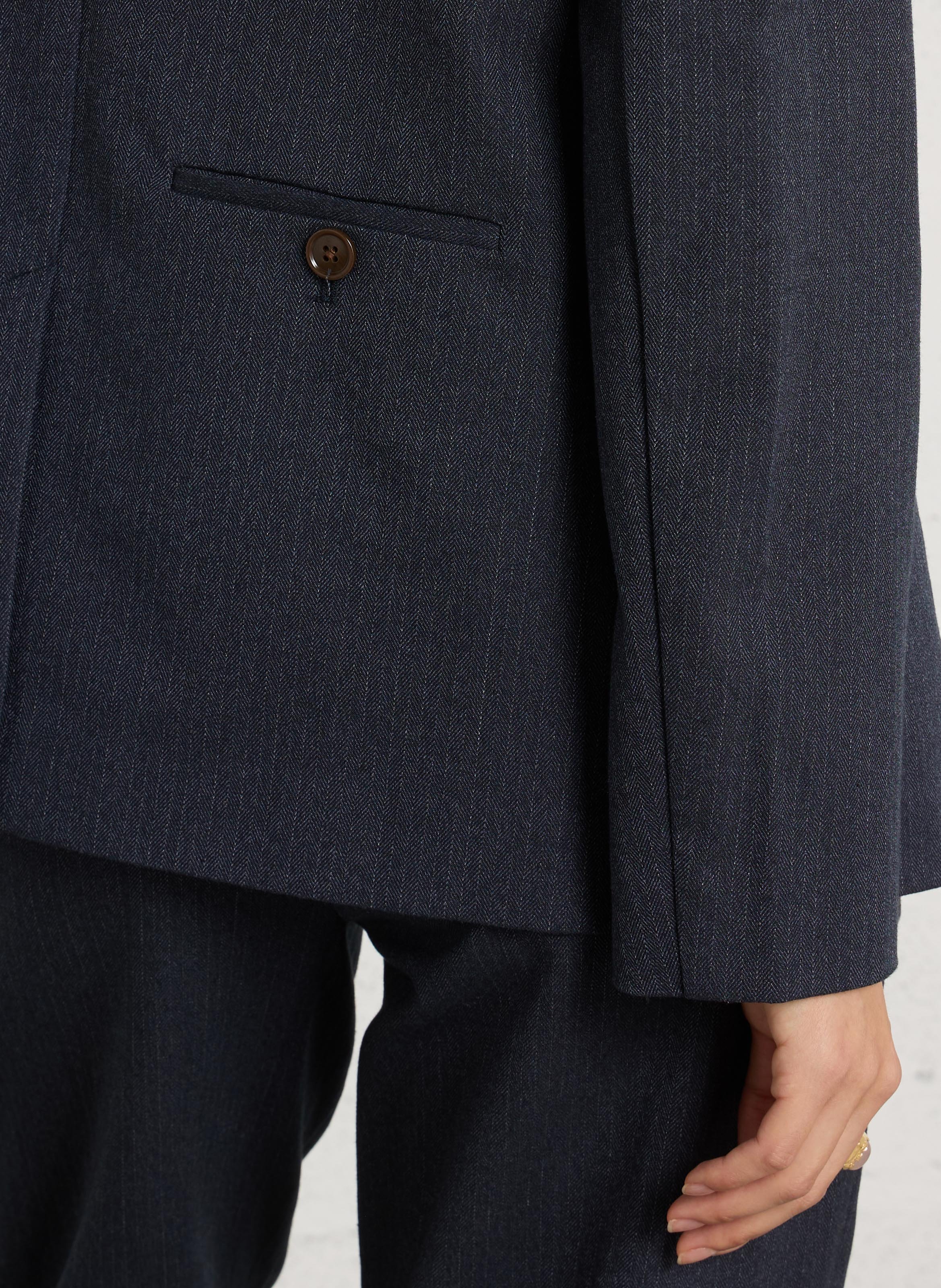 Straight striped cotton blend blazer NICE THINGS Blue