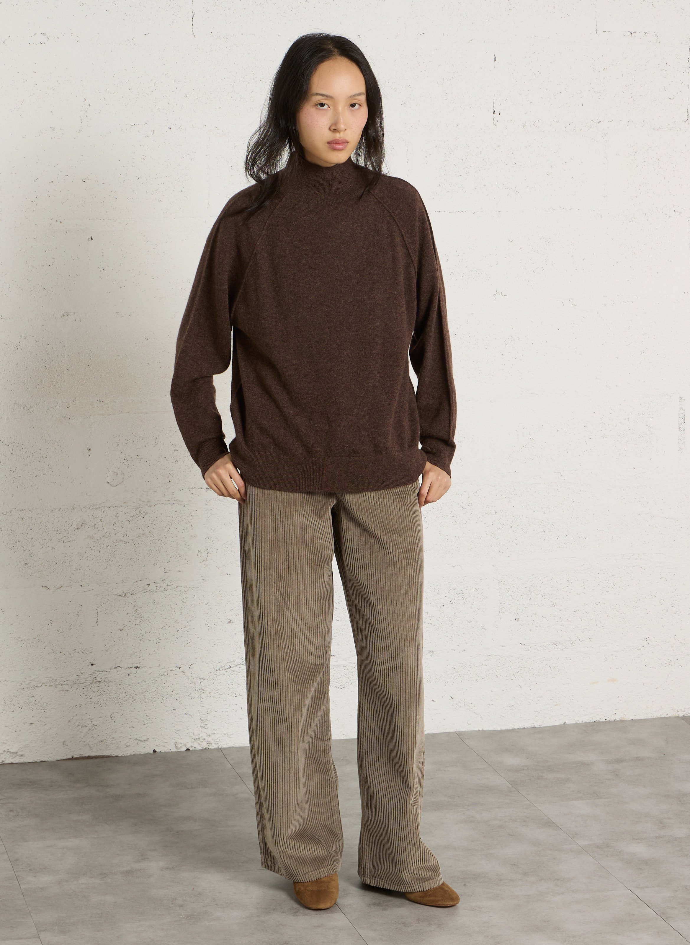 Pull ample col montant en cachemire MAISON 123 Marron