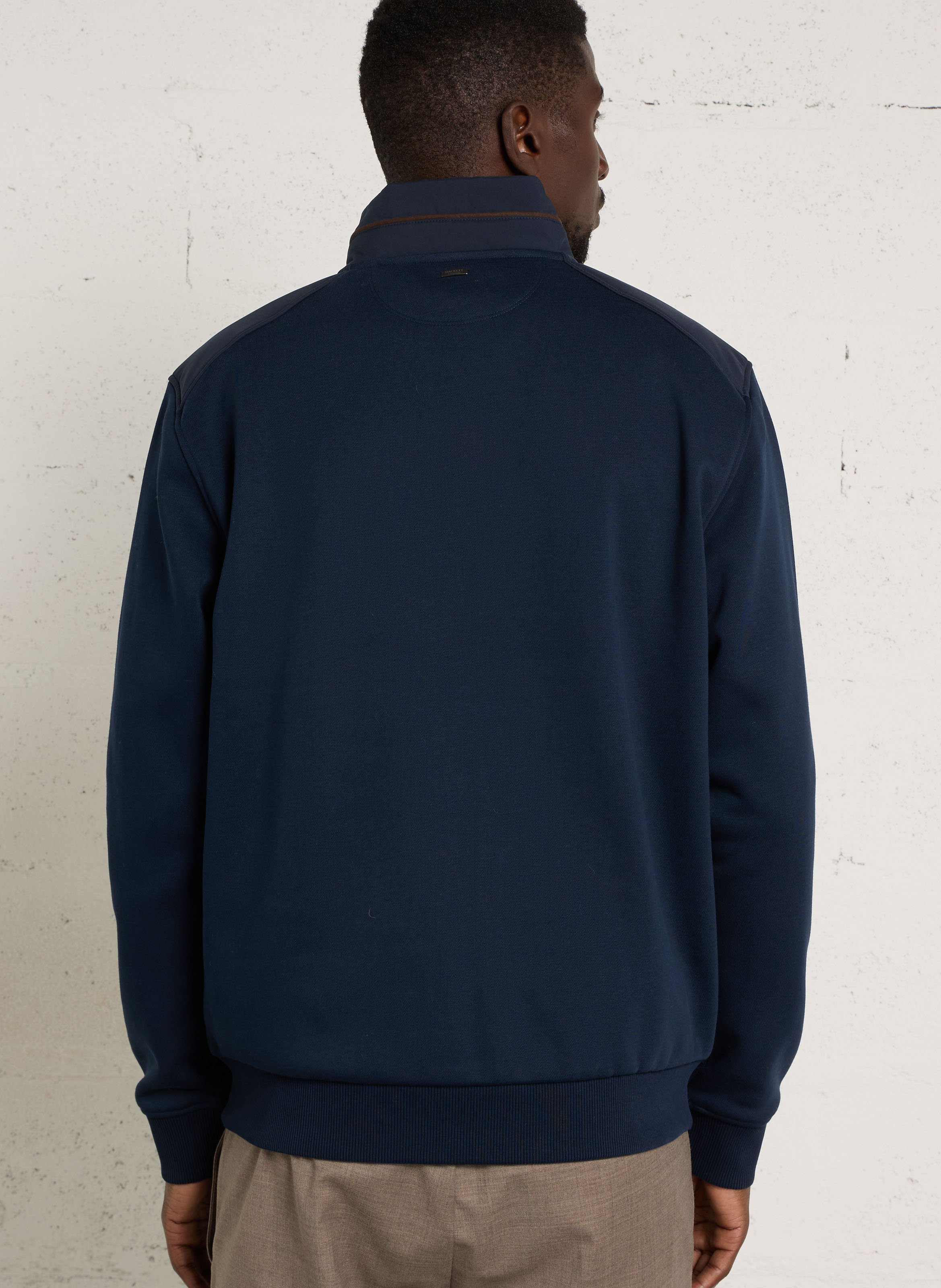 Sweat col montant en coton mélangé HACKETT Bleu