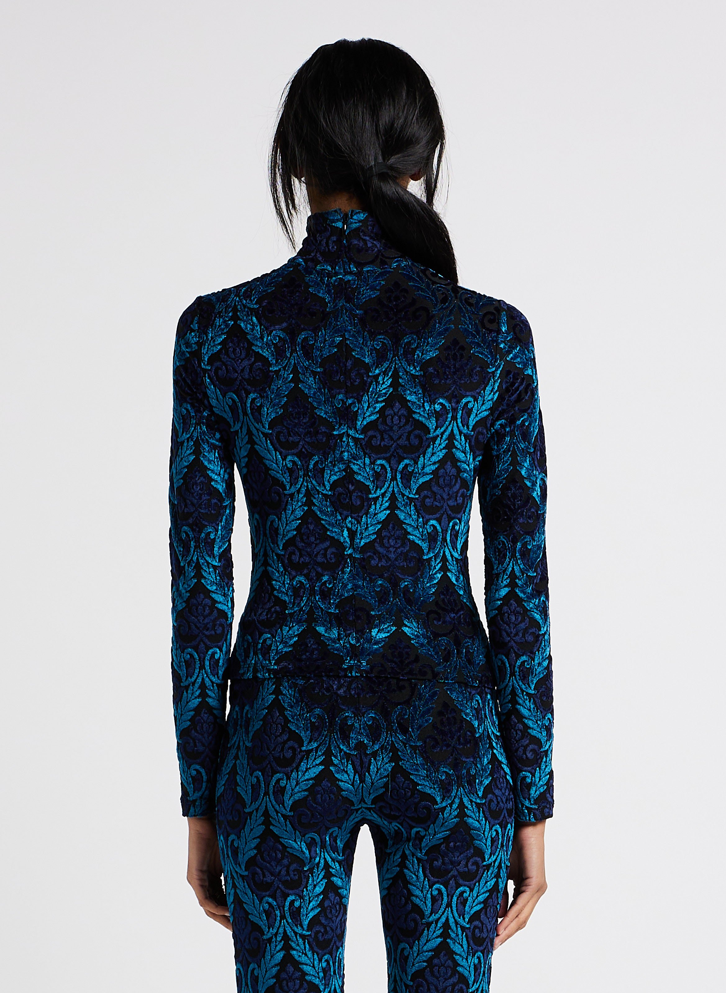 Top moulant texturé à col montant  SONIA RYKIEL Bleu