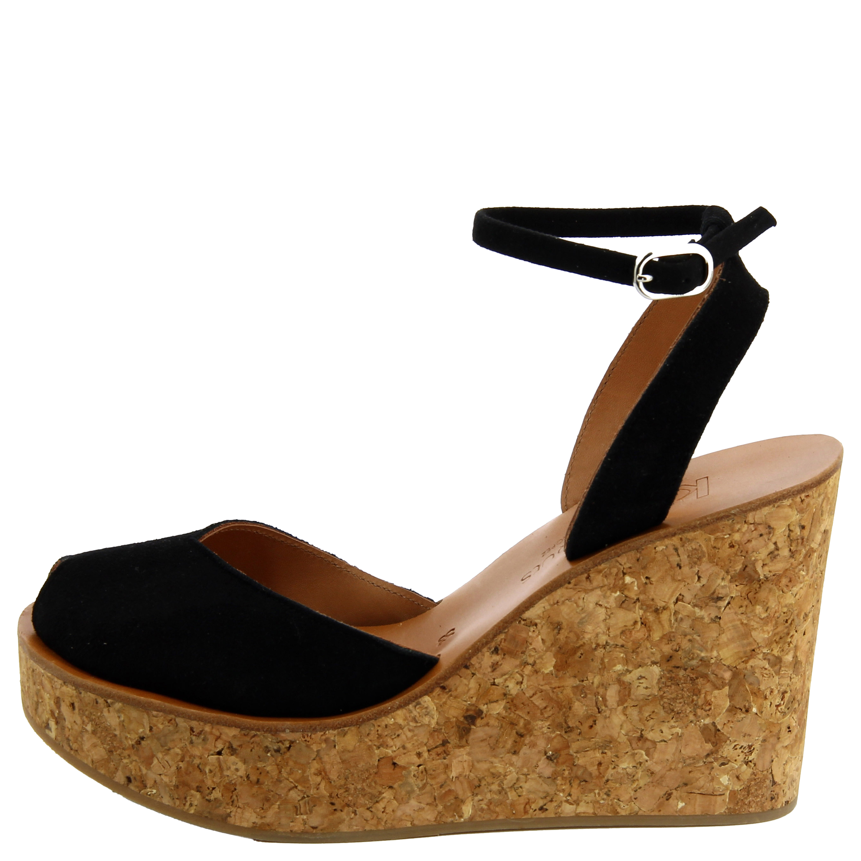 Suede open wedge sandals K JACQUES Black