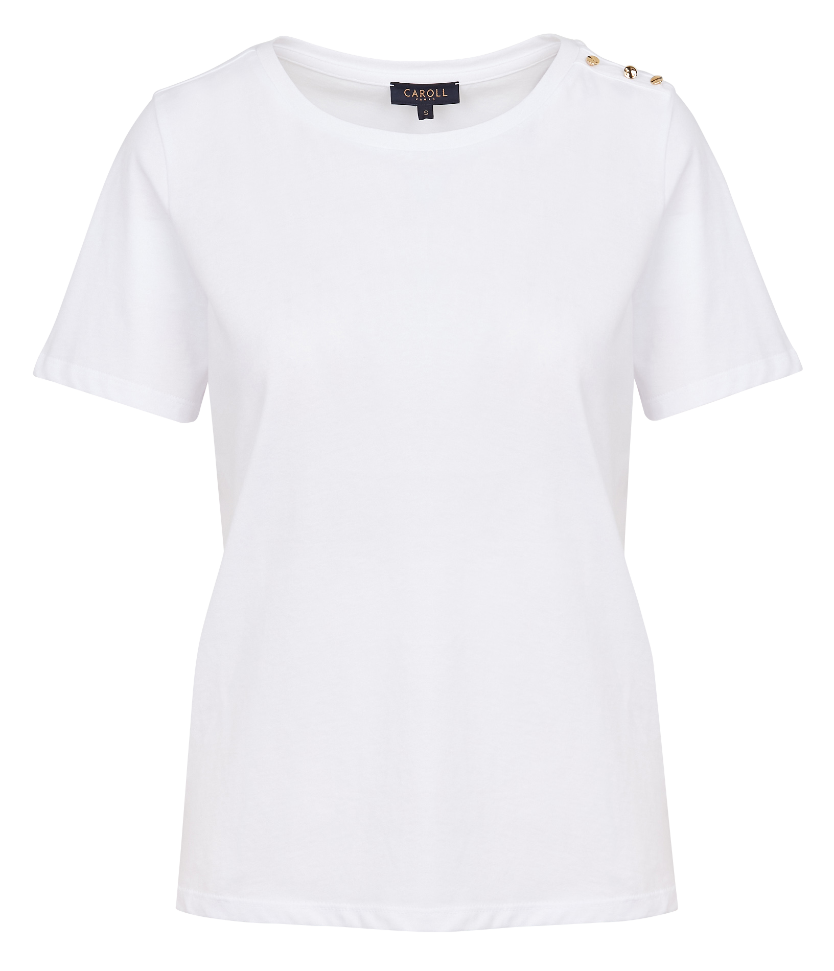 Straight cotton round-neck T-shirt CAROLL White