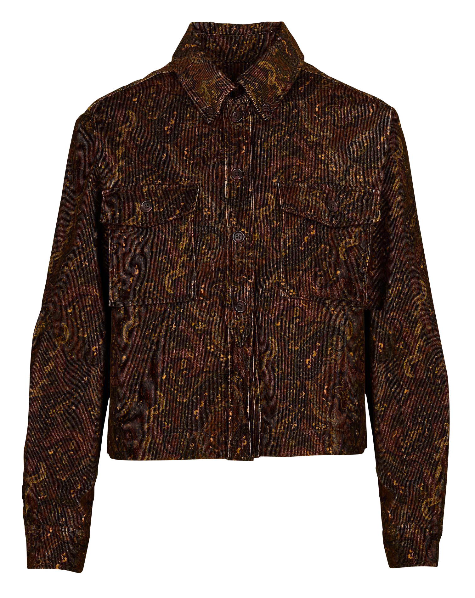 Korte corduroy blouse met print SUZIE WINKLE Bruin