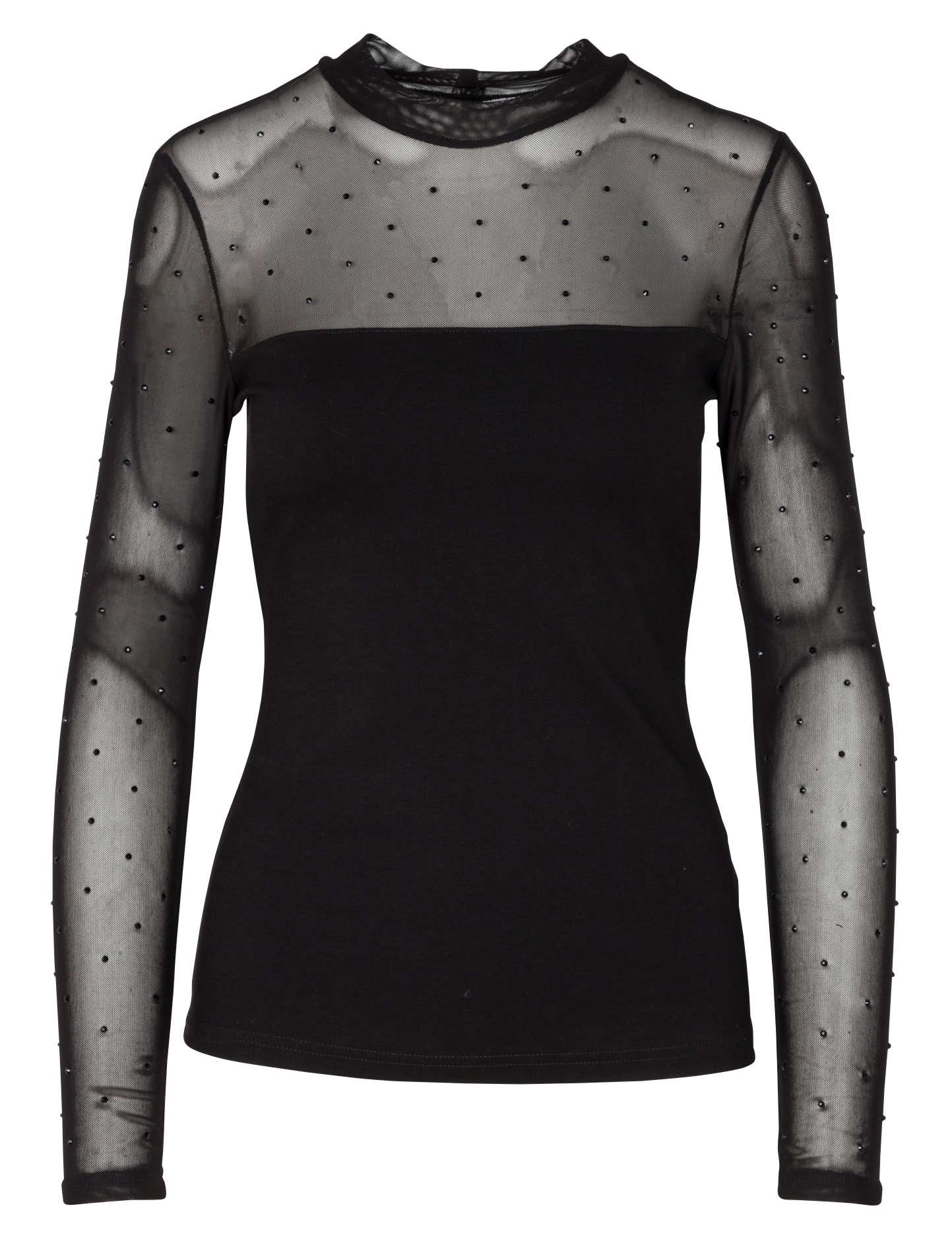 Long-sleeve T-shirt with rhinestones MORGAN Black