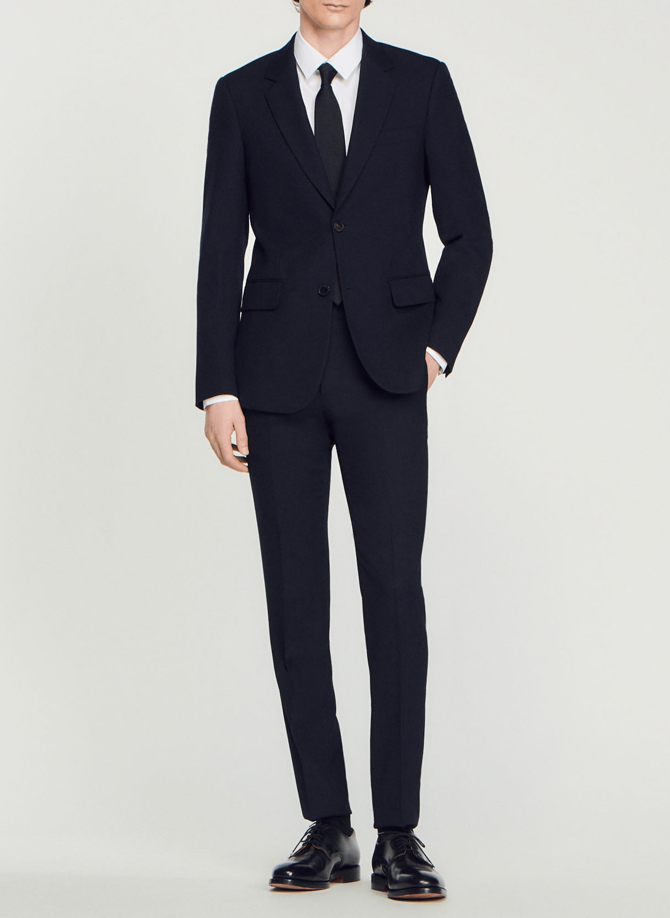 Veste col tailleur en laine SANDRO Bleu