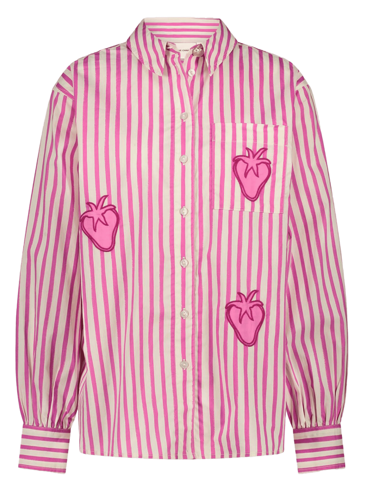 Striped organic cotton shirt with classic collar FABIENNE CHAPOT Pink