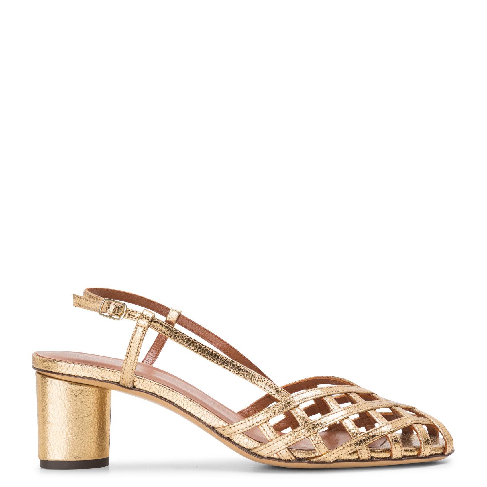 Slingbacks en cuir métallisé RIVECOUR Doré