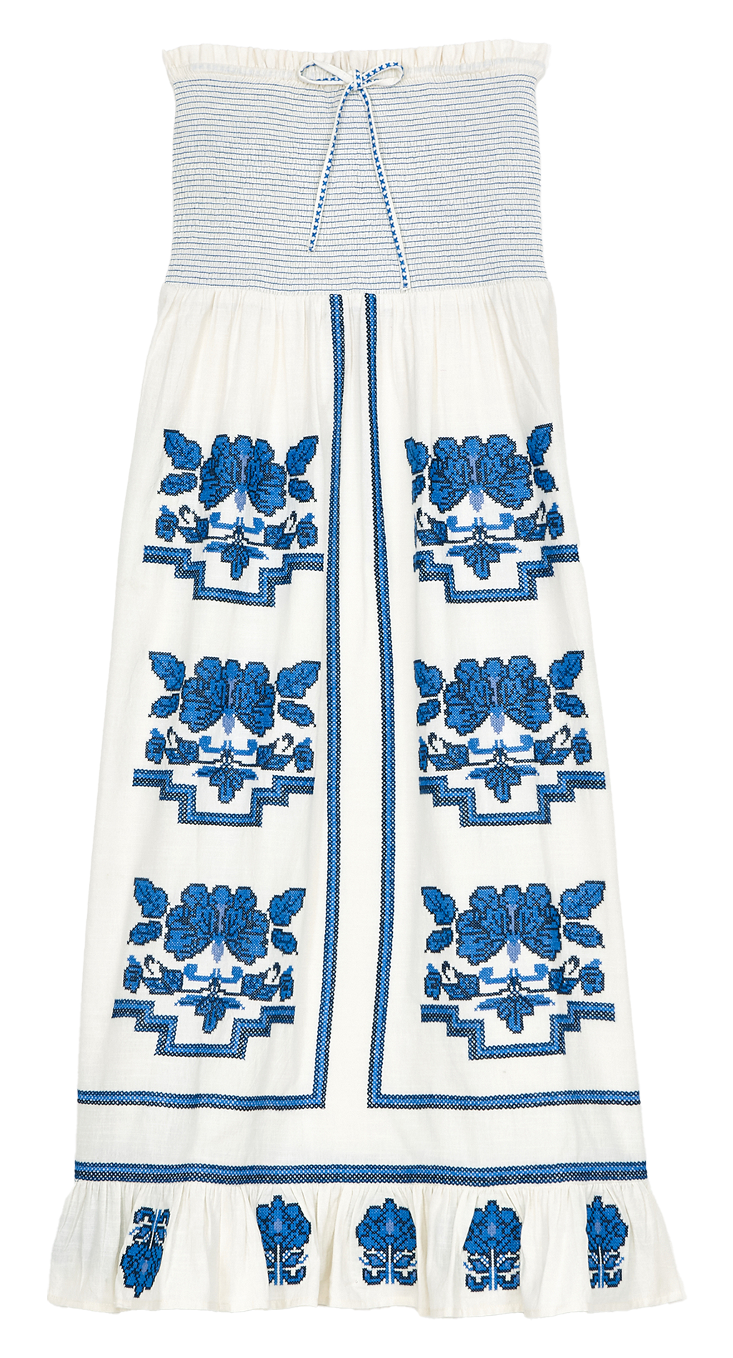 Lange jurk van katoen met borduursel M.A.B.E Beige