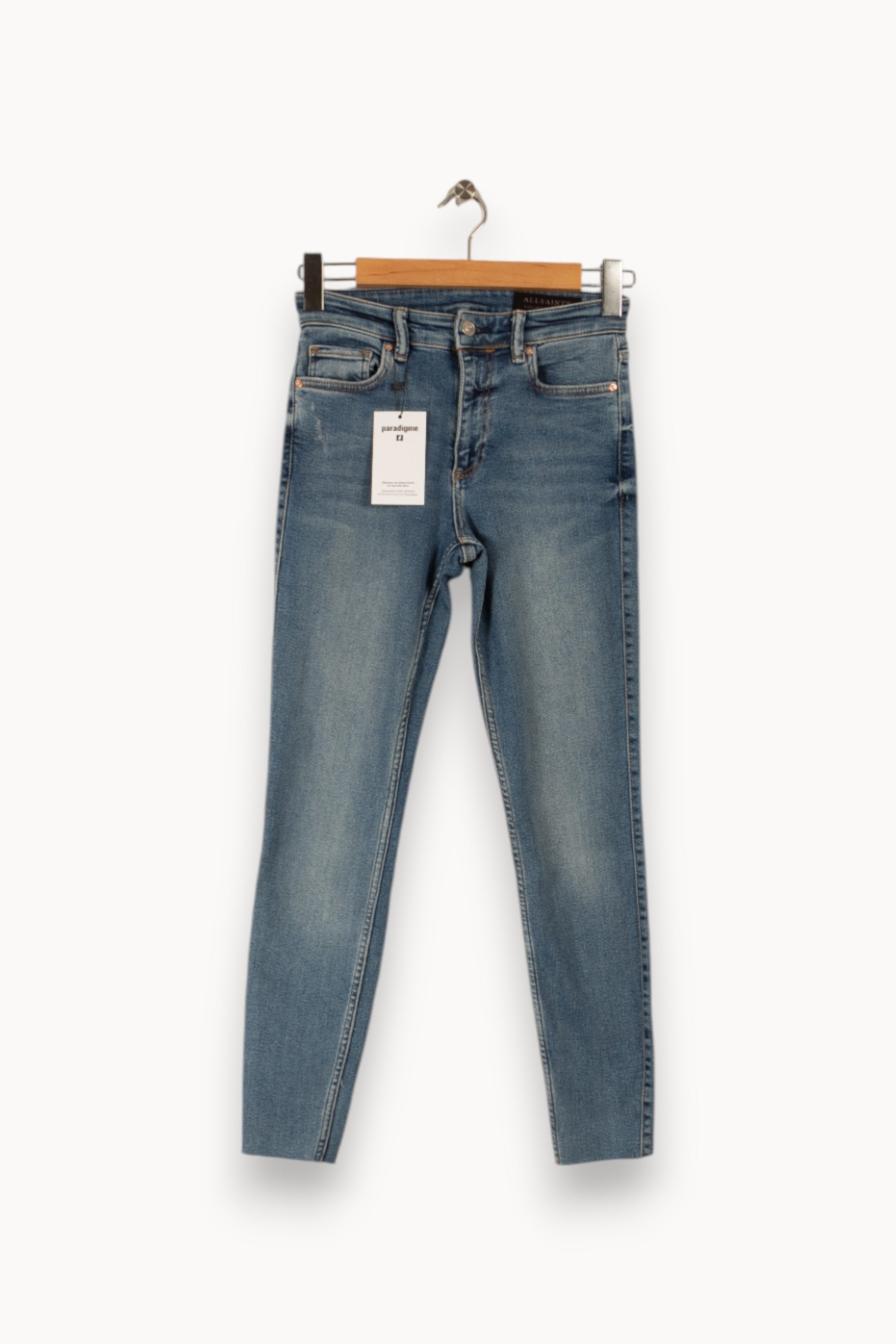 Cropped slim jeans with studs ALLSAINTS - Seconde main Blue