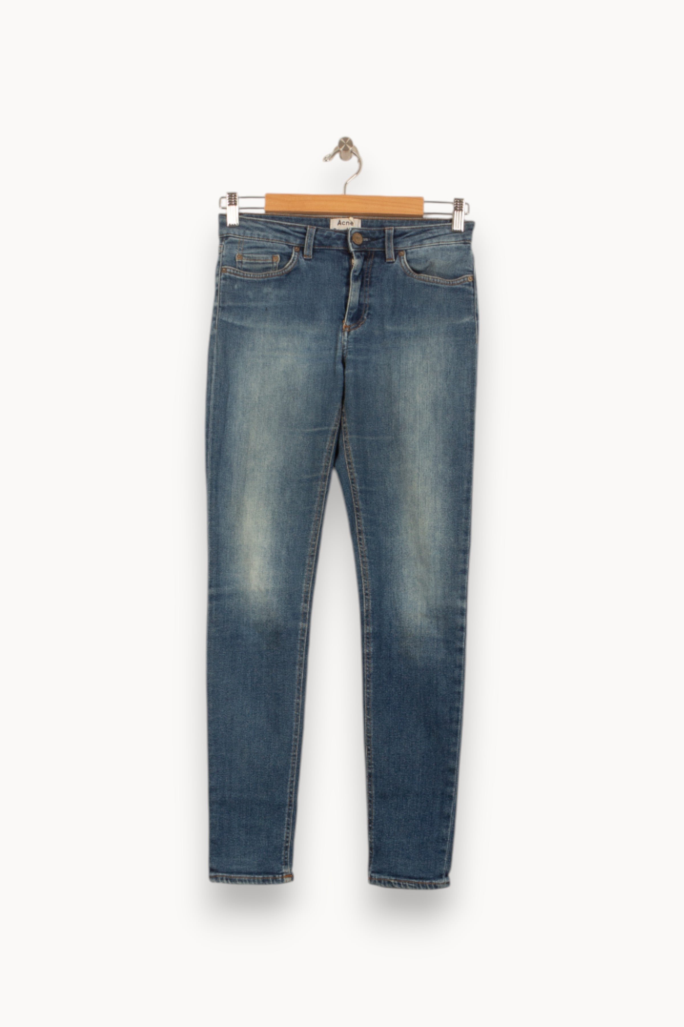 Cropped slim jeans with studs ACNE STUDIOS - Seconde Main Blue