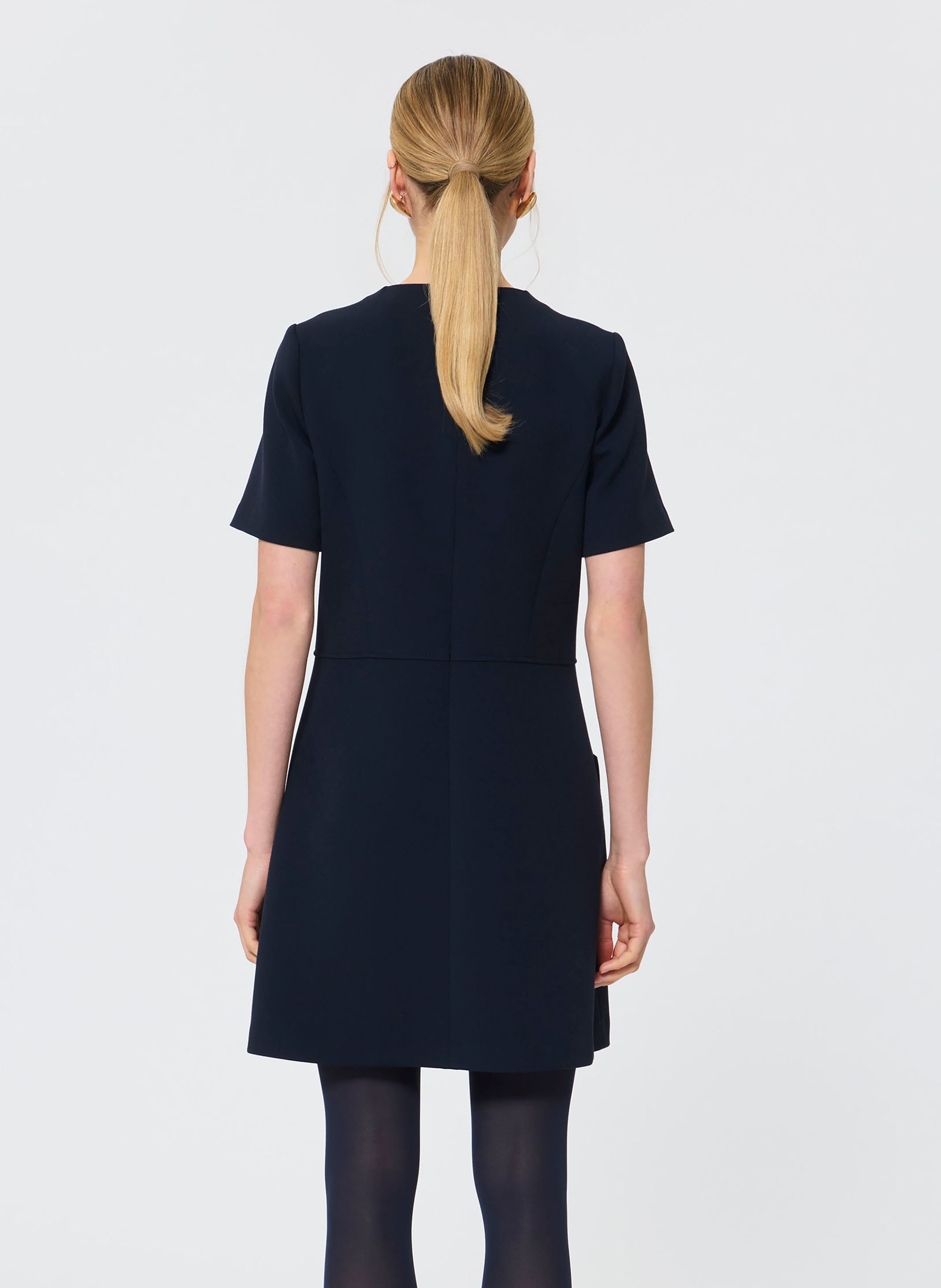 Abito corto a collo rotondo plissettato monocolore TARA JARMON Blu