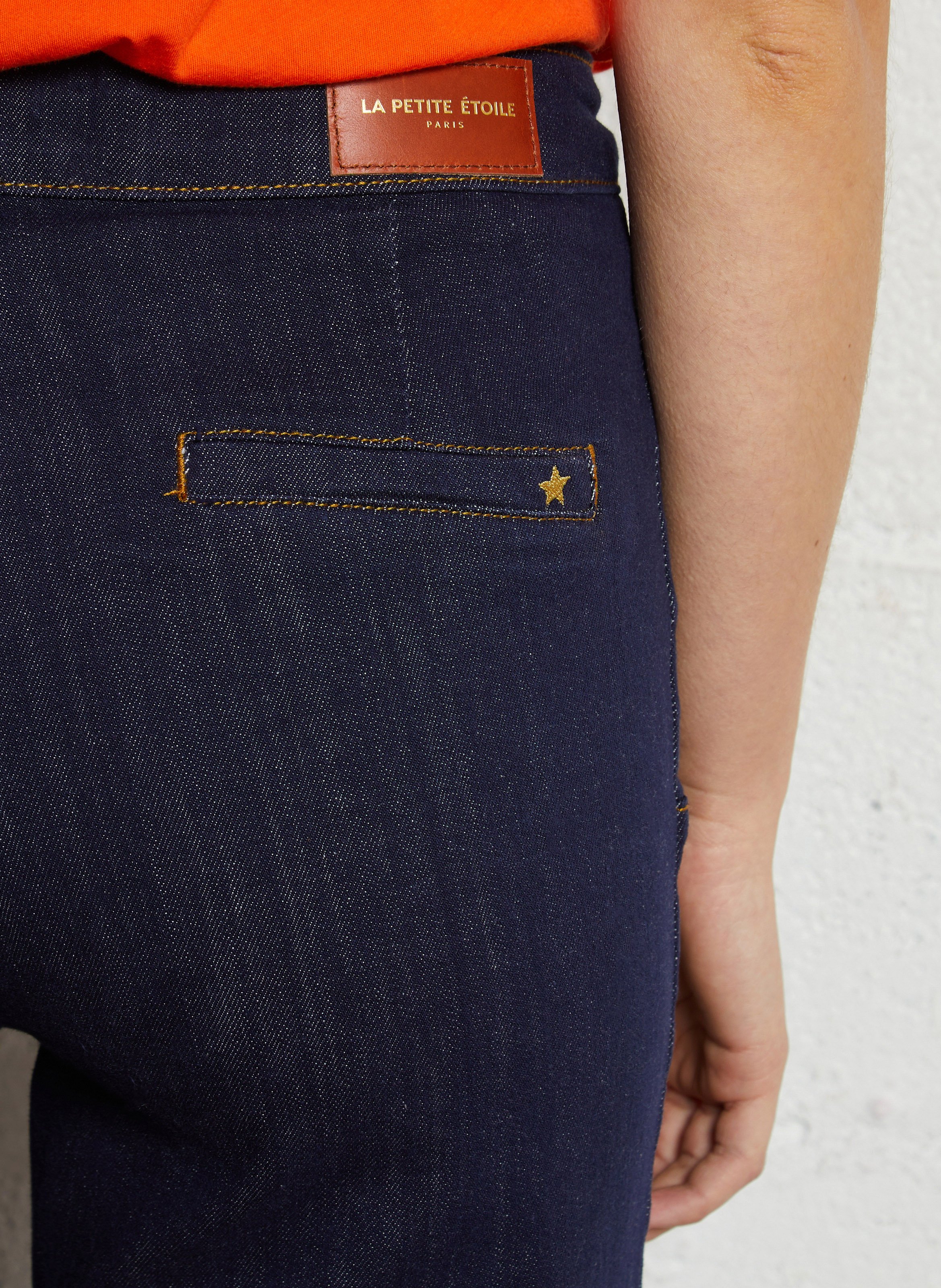 Jean droit taille haute boutonné en coton mélangé LA PETITE ETOILE Bleu