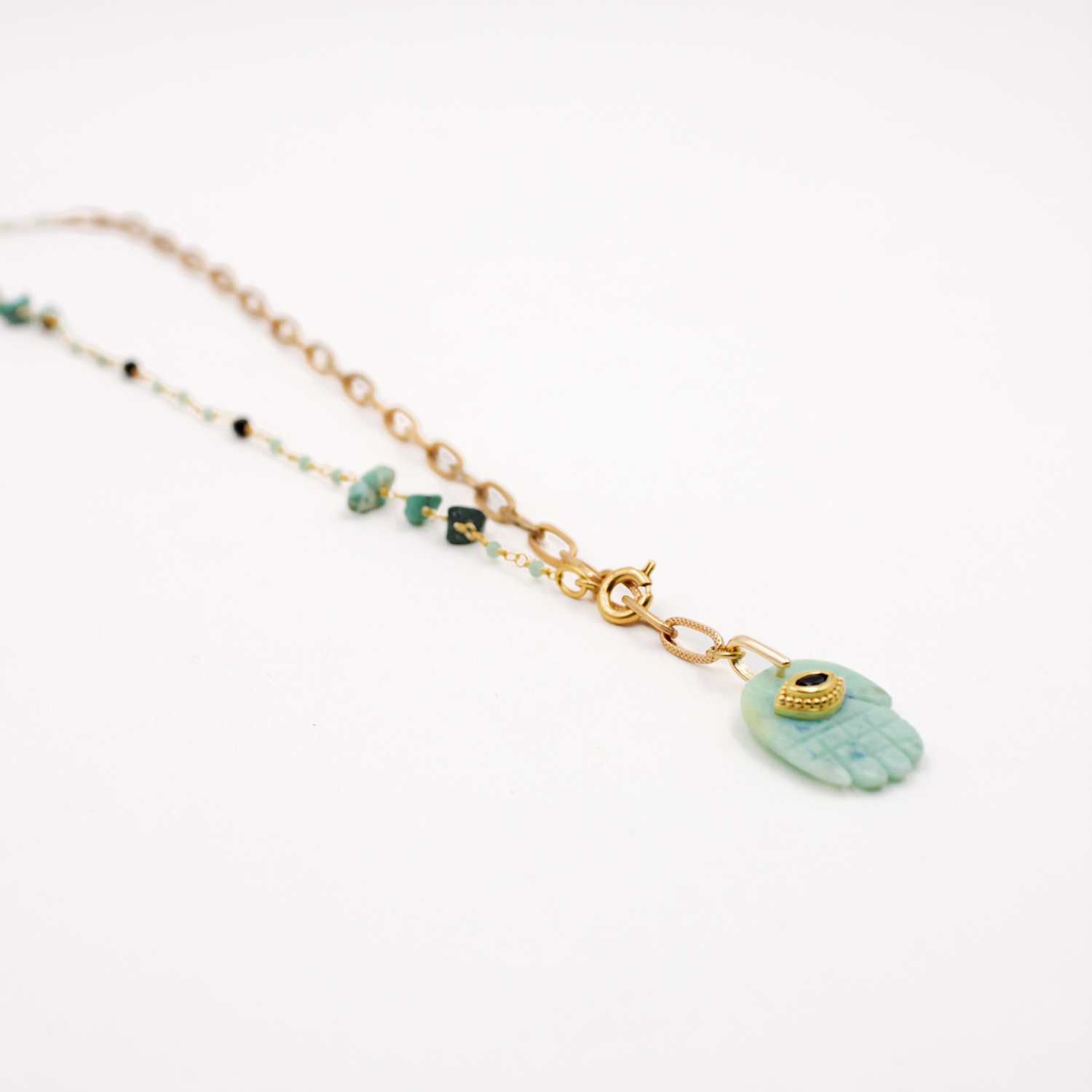 Hand necklace with gemstones - alba L'ATELIER DES DAMES Golden
