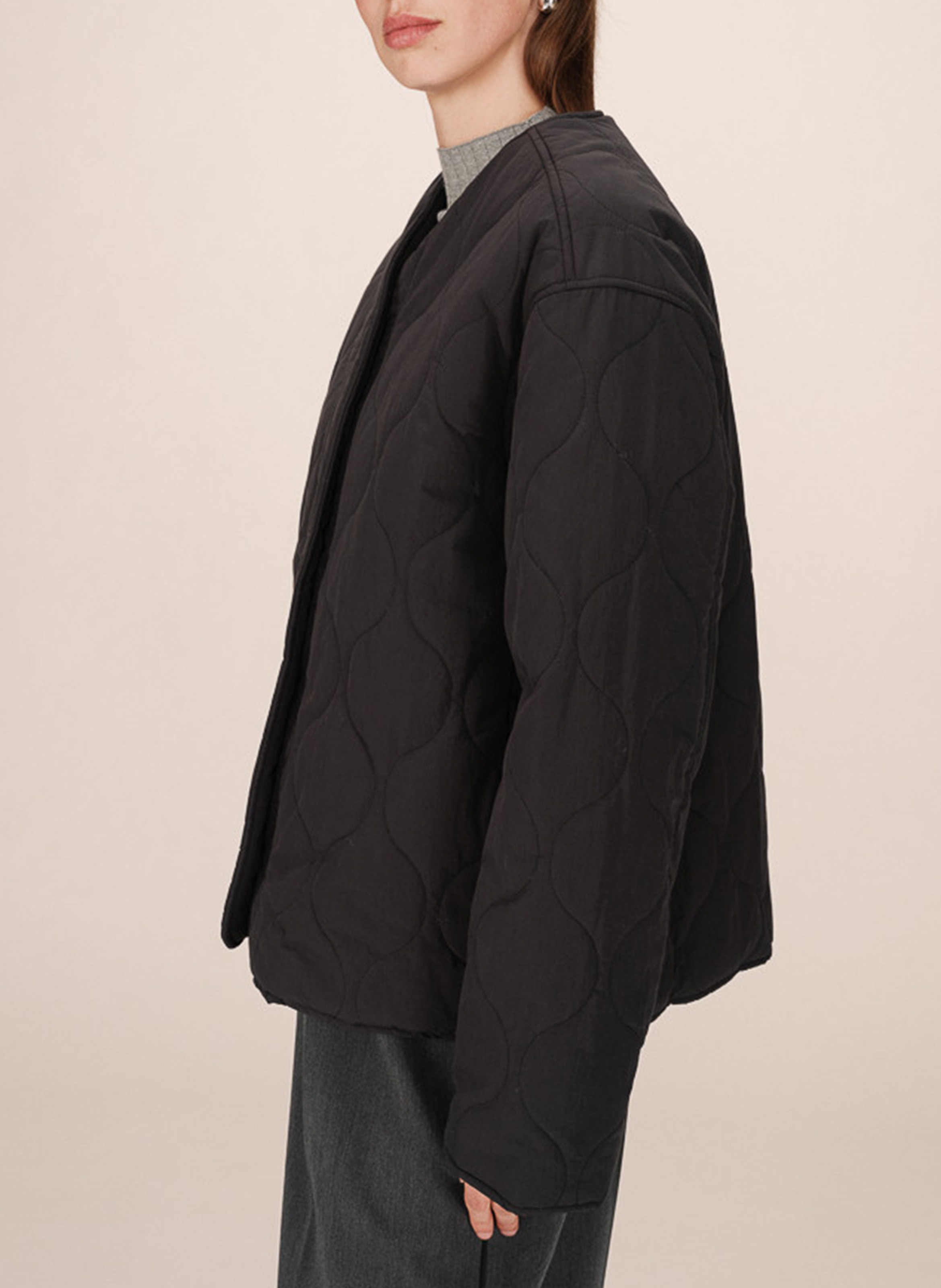 Doudoune col v  GRACE ET MILA Noir