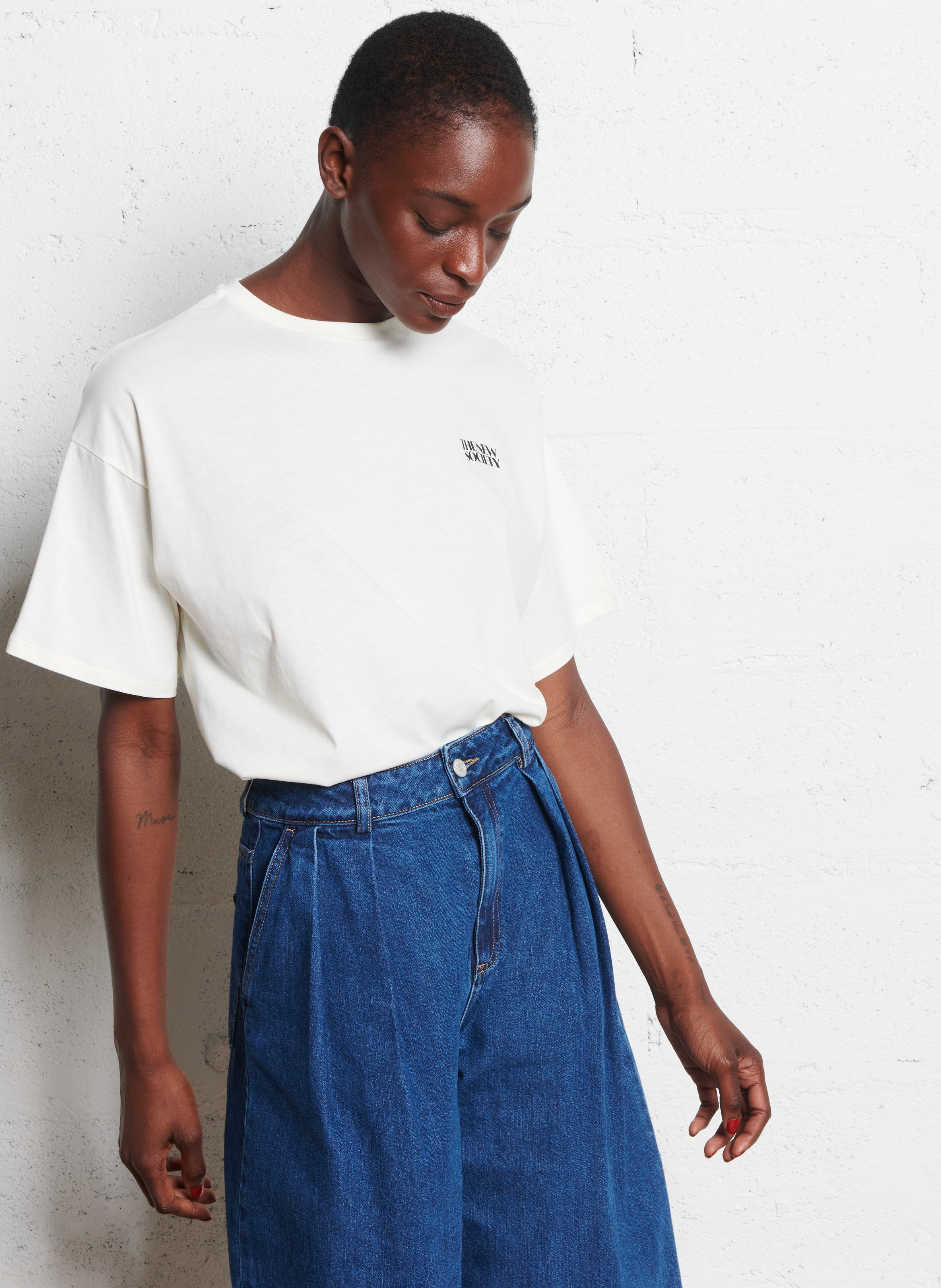 Katoenen T-shirt met ronde hals  THE NEW SOCIETY Wit