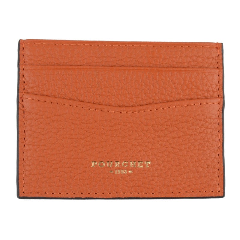 Card holder - cowhide leather POURCHET Orange