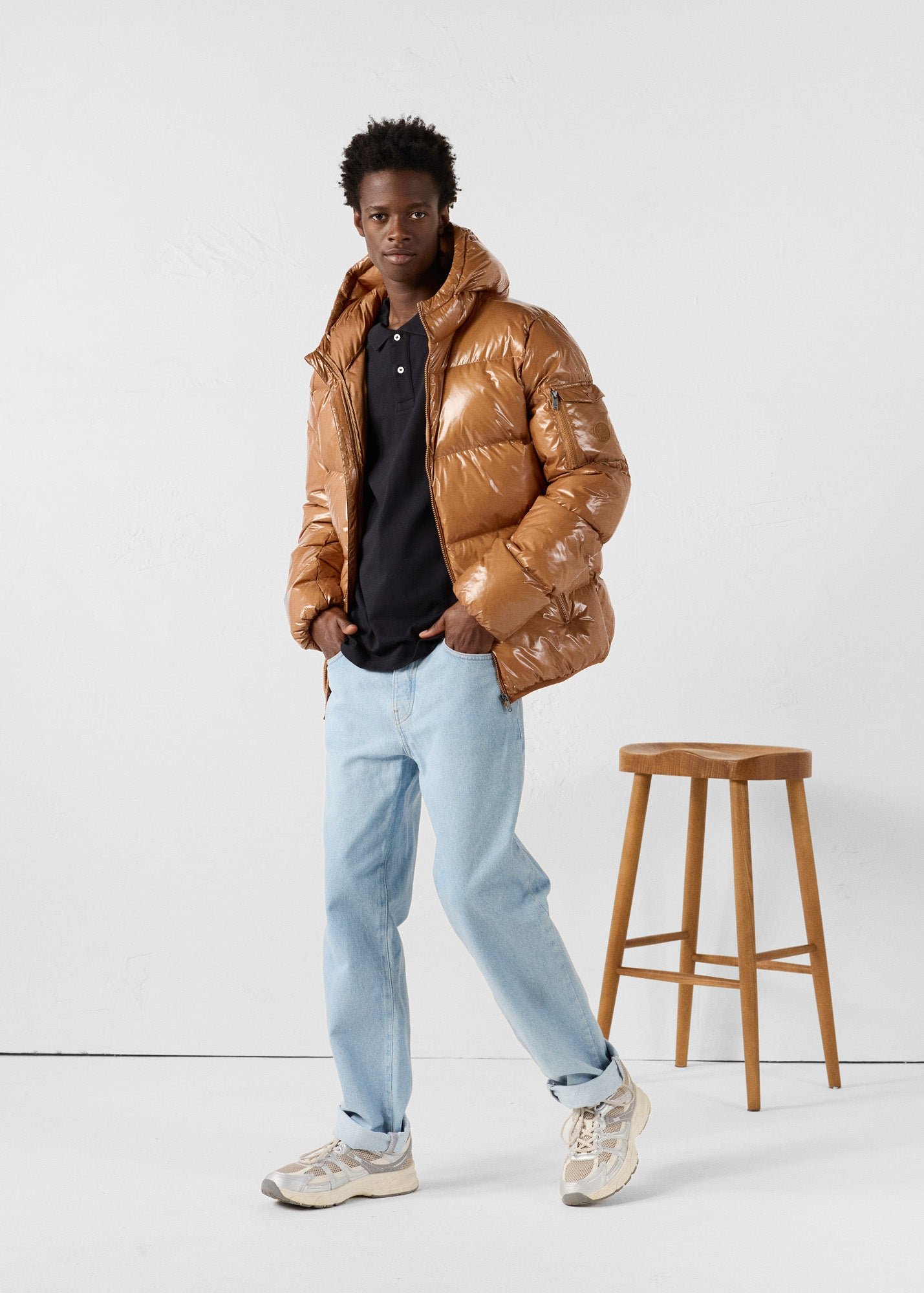 Puffer Jacket for extreme cold lacquered Java puffer spirit JOTT Brown