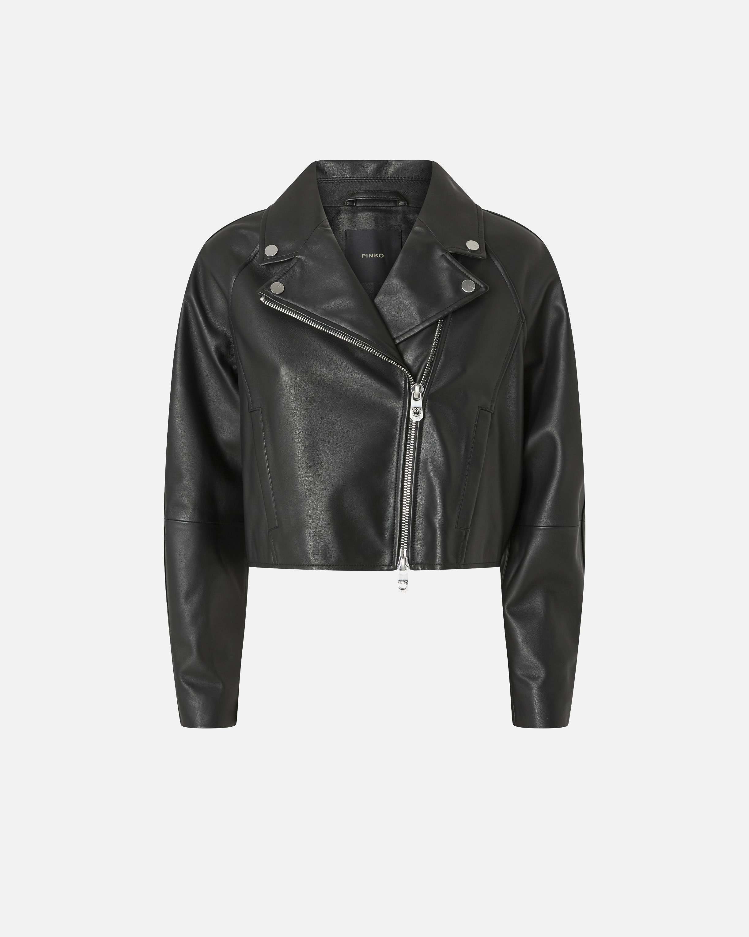 Cropped nappa leather biker jacket PINKO Black