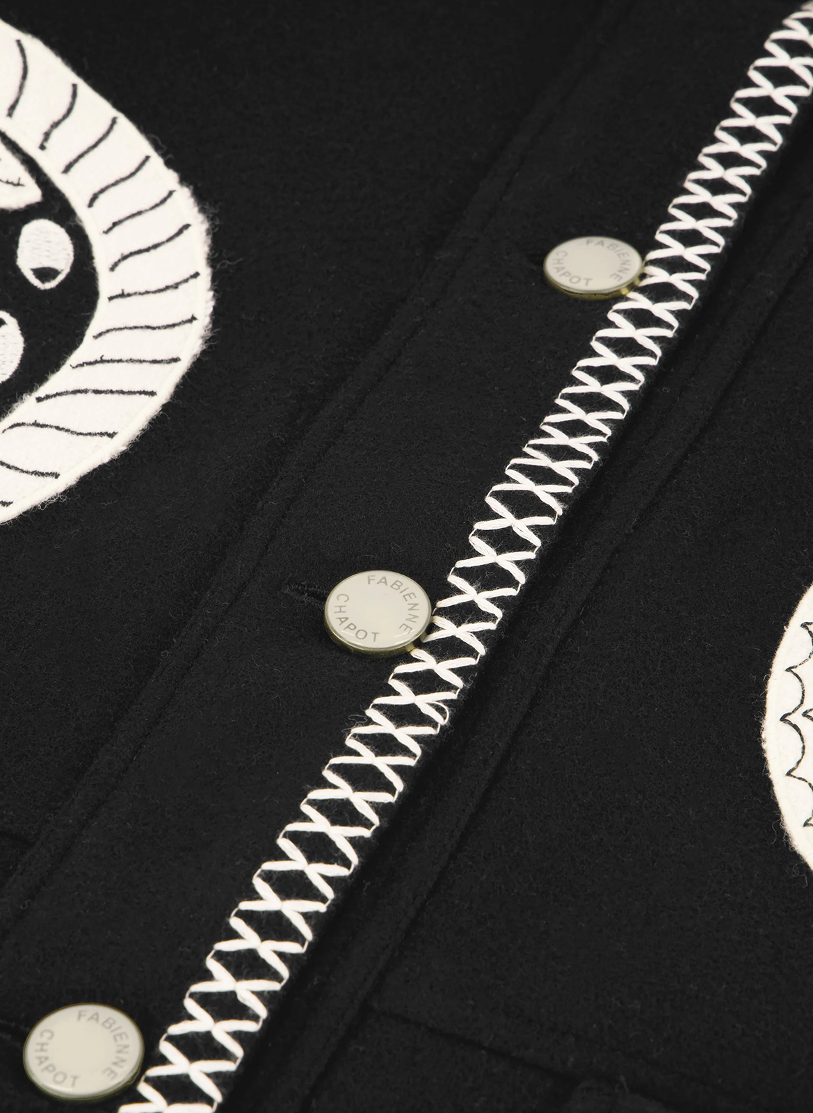 Veste droite col rond en coton mélangé FABIENNE CHAPOT Noir