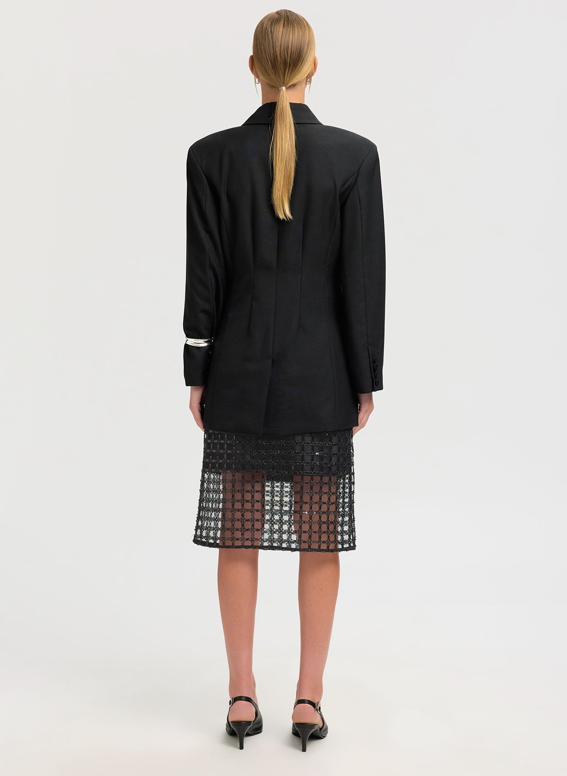 Jupe midi à sequins SELECTED Noir