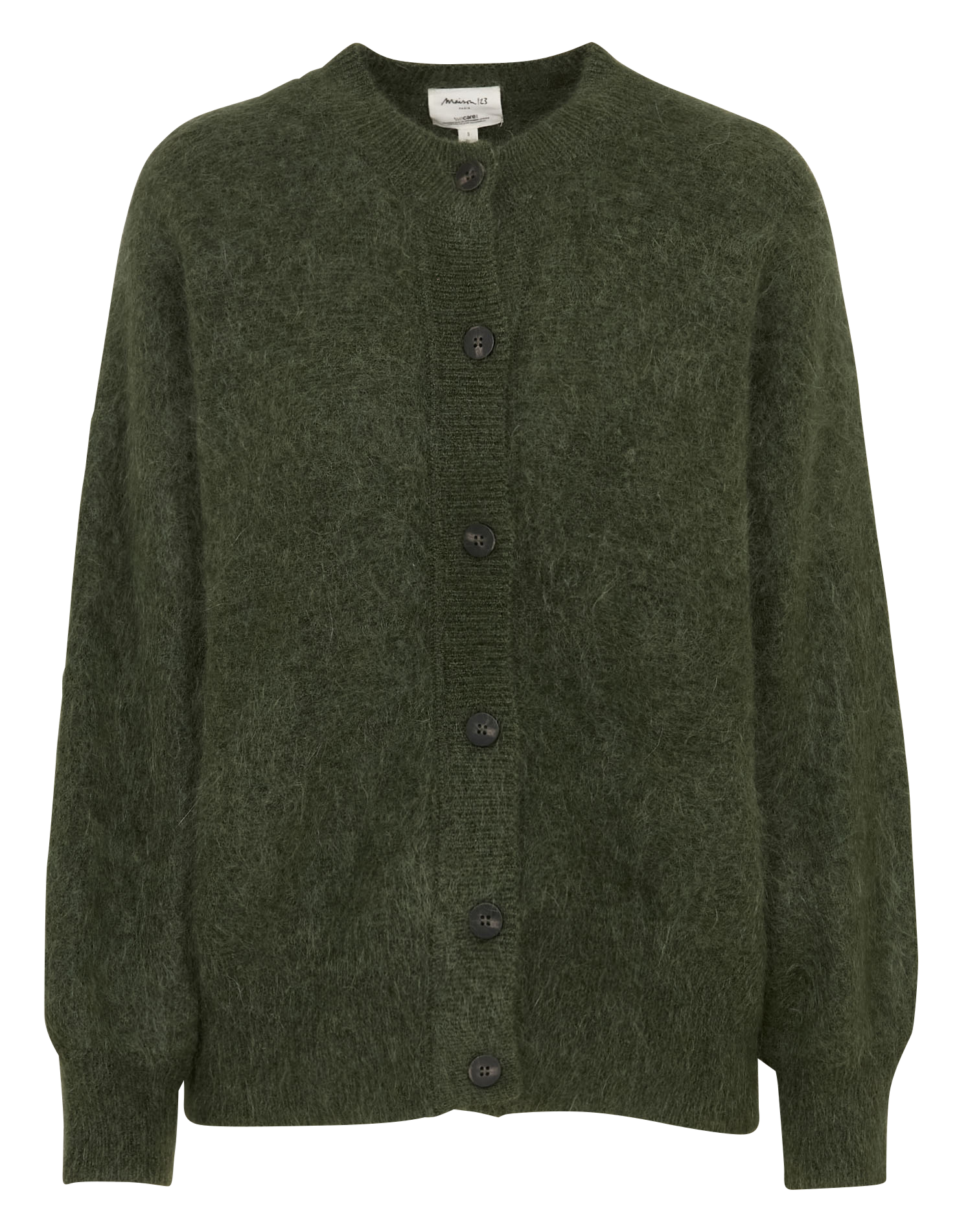Round-neck mixed-knit cardigan MAISON 123 Green