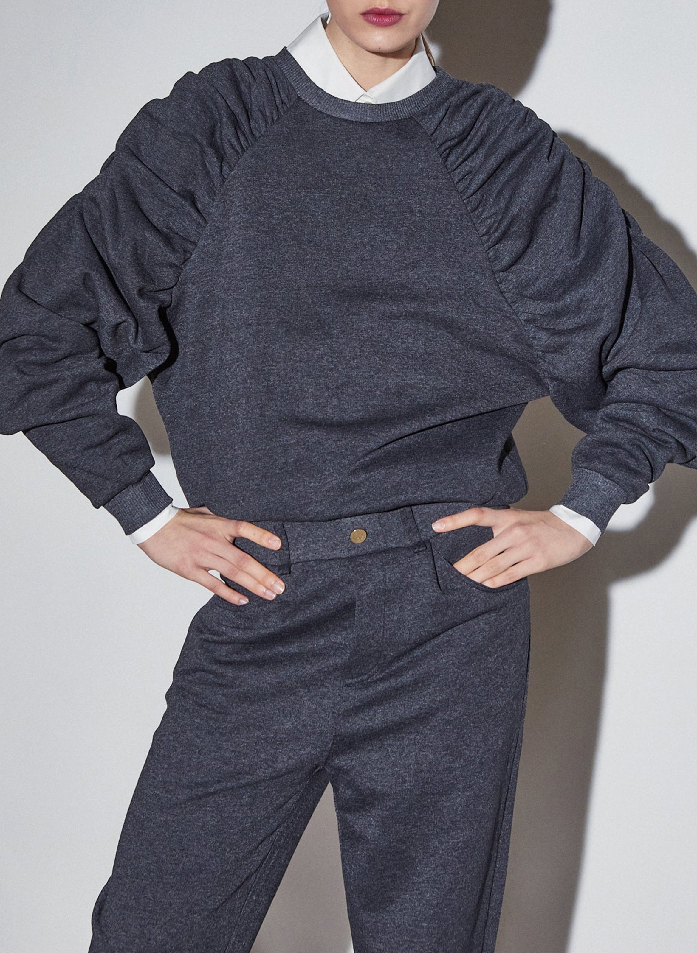 Sweat col rond en coton mélangé THE LABEL EDITION Gris