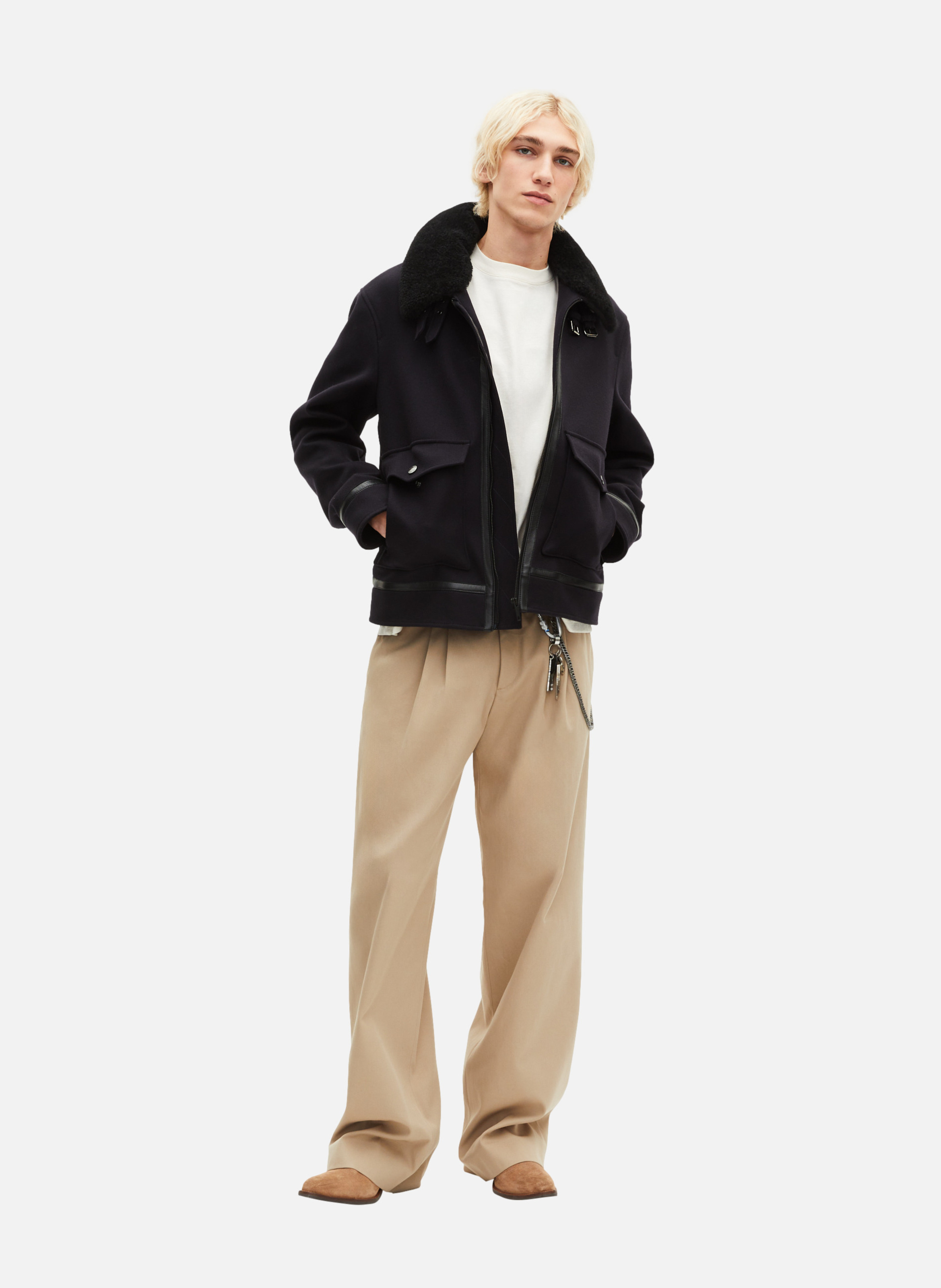 Jacket with sherpa collar THE KOOPLES Blue