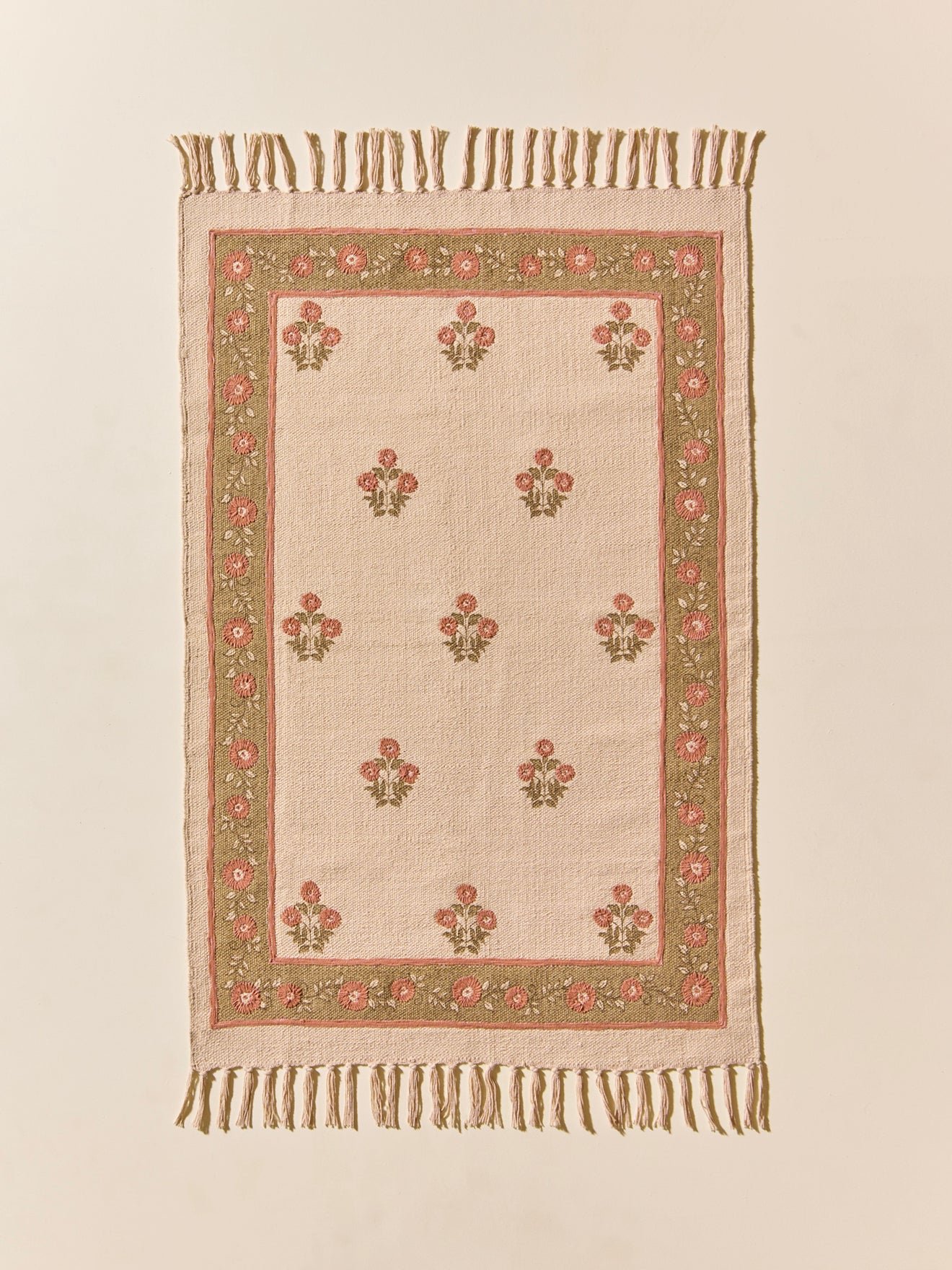 Agathe embroidered cotton rug - small size CYRILLUS Beige