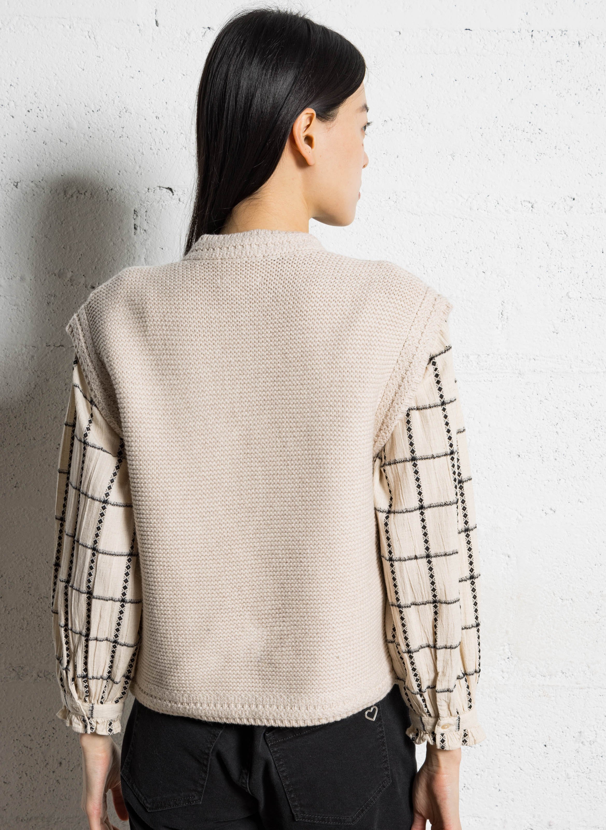 Sleeveless mixed cotton vest MAISON 123 White