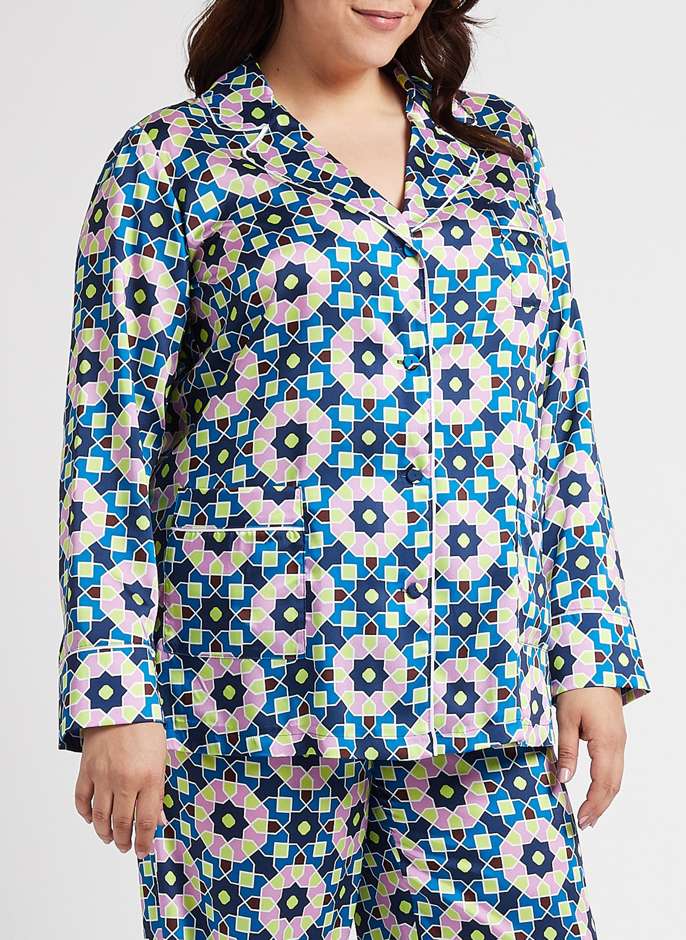 Sehr leichte Jacke mit Reverskragen und Print PERSONA by Marina Rinaldi Blau