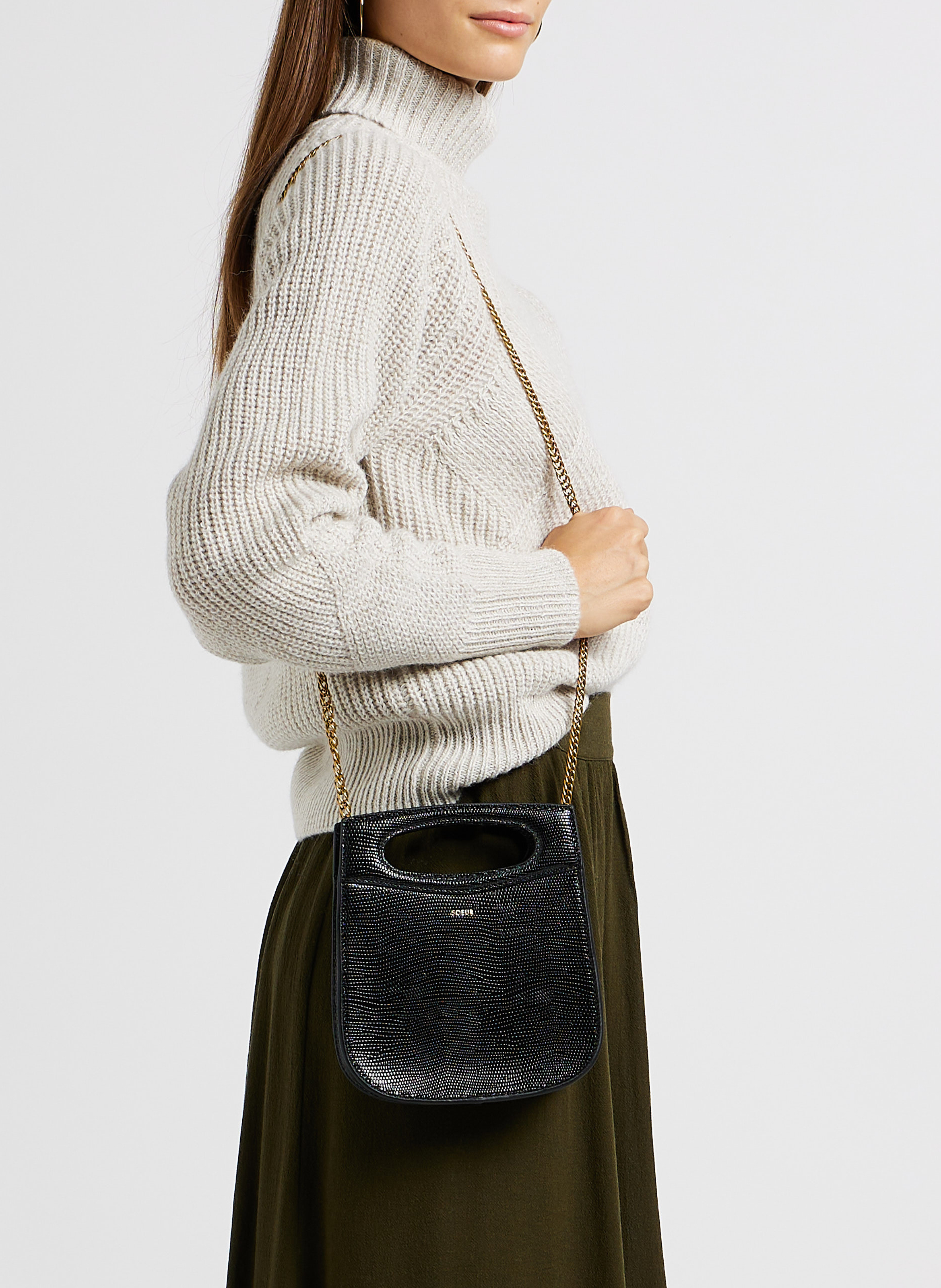 Sac bandoulière en cuir SOEUR Noir